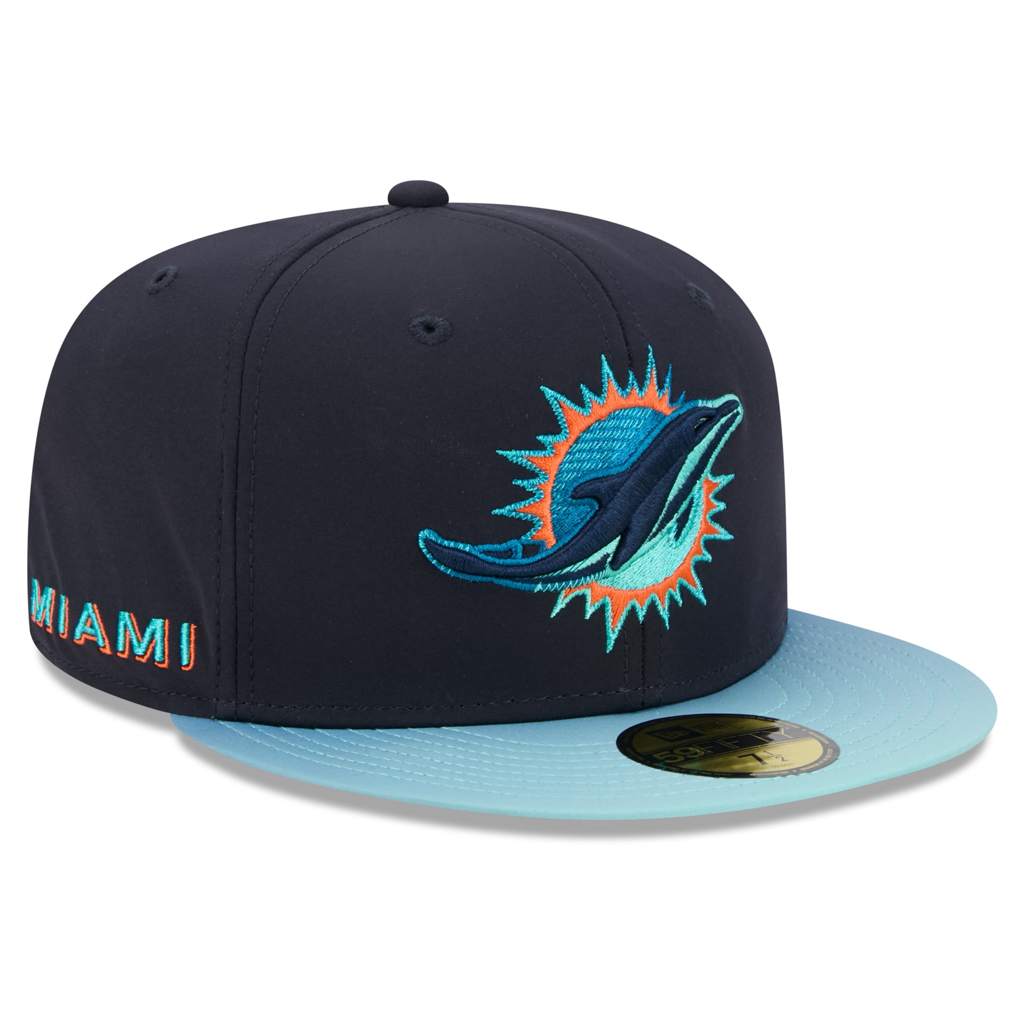 Men's New Era Navy Miami Dolphins Rivalries Collection 59FIFTY Fitted Hat