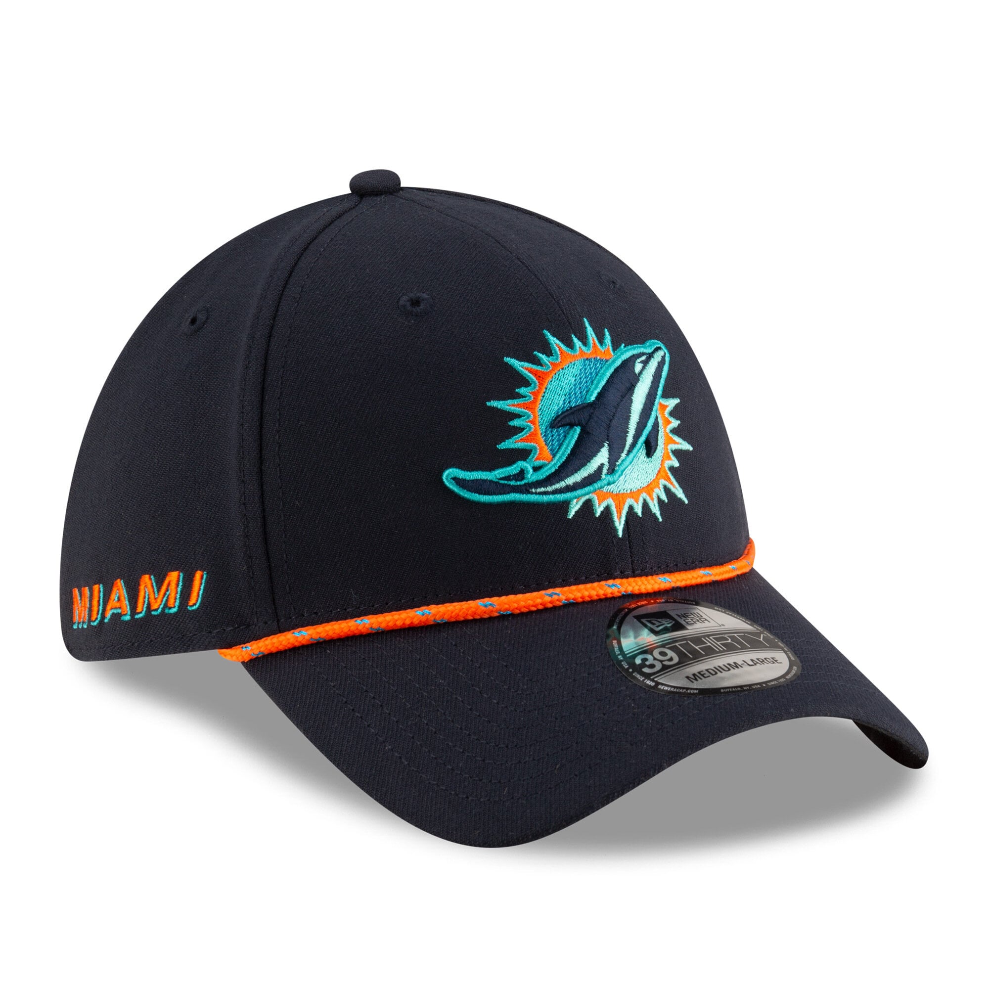Men's New Era Navy Miami Dolphins Rivalries Collection On-Field 39THIRTY Flex Hat