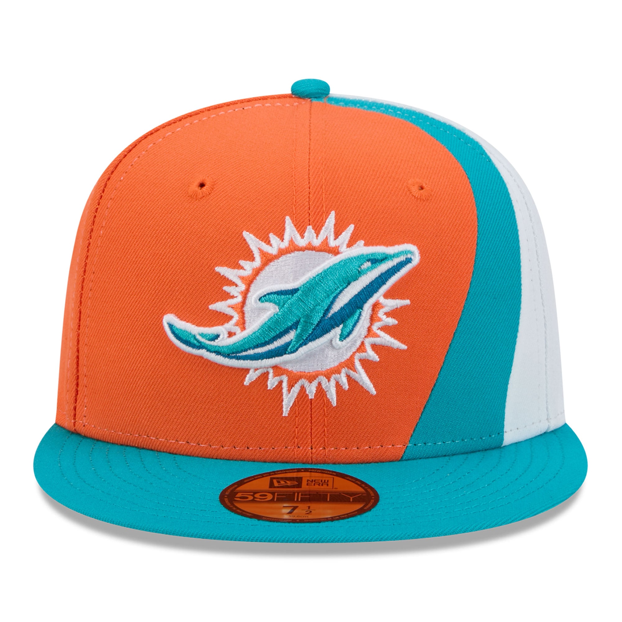 Casquette ajustée New Era Shock 59FIFTY pour homme, orange/turquoise, Miami Dolphins
