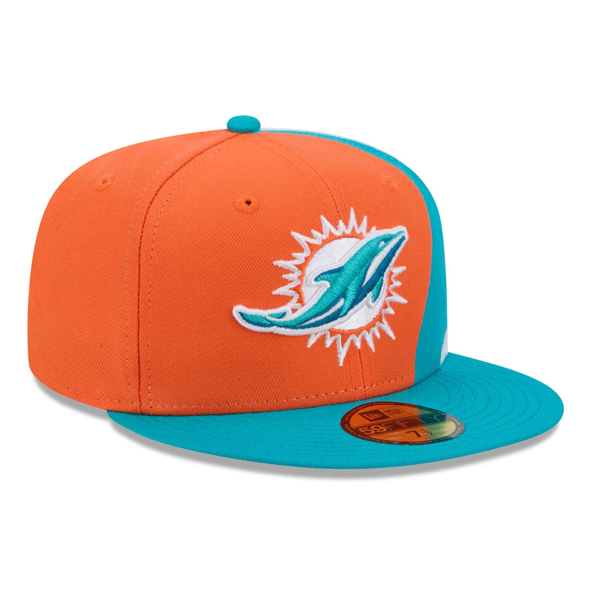 Casquette ajustée New Era Shock 59FIFTY pour homme, orange/turquoise, Miami Dolphins
