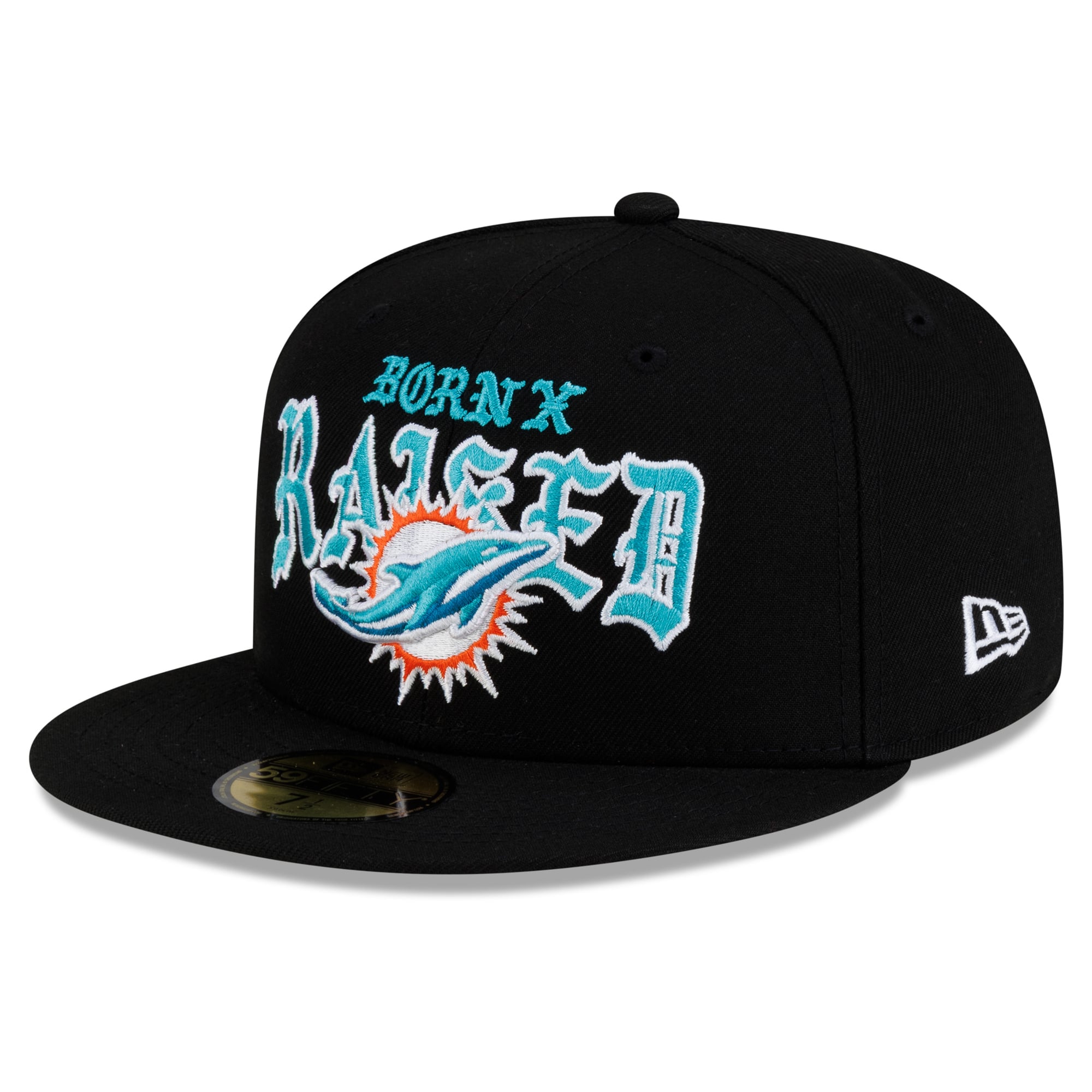 Casquette ajustée New Era x Born Raised noire Miami Dolphins 59FIFTY pour homme