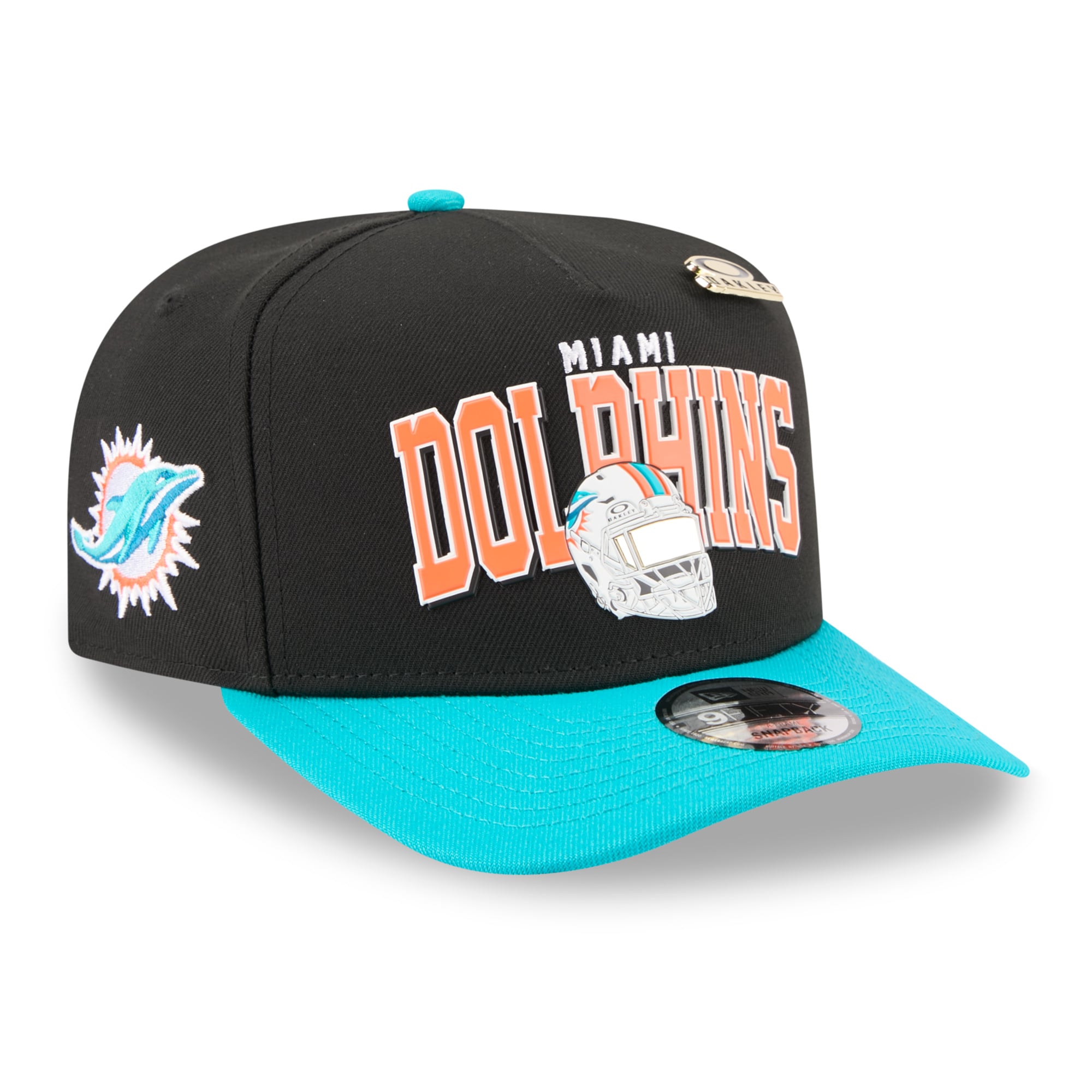 Casquette snapback New Era x Oakley 9FIFTY A-Frame noire pour homme, modèle Miami Dolphins