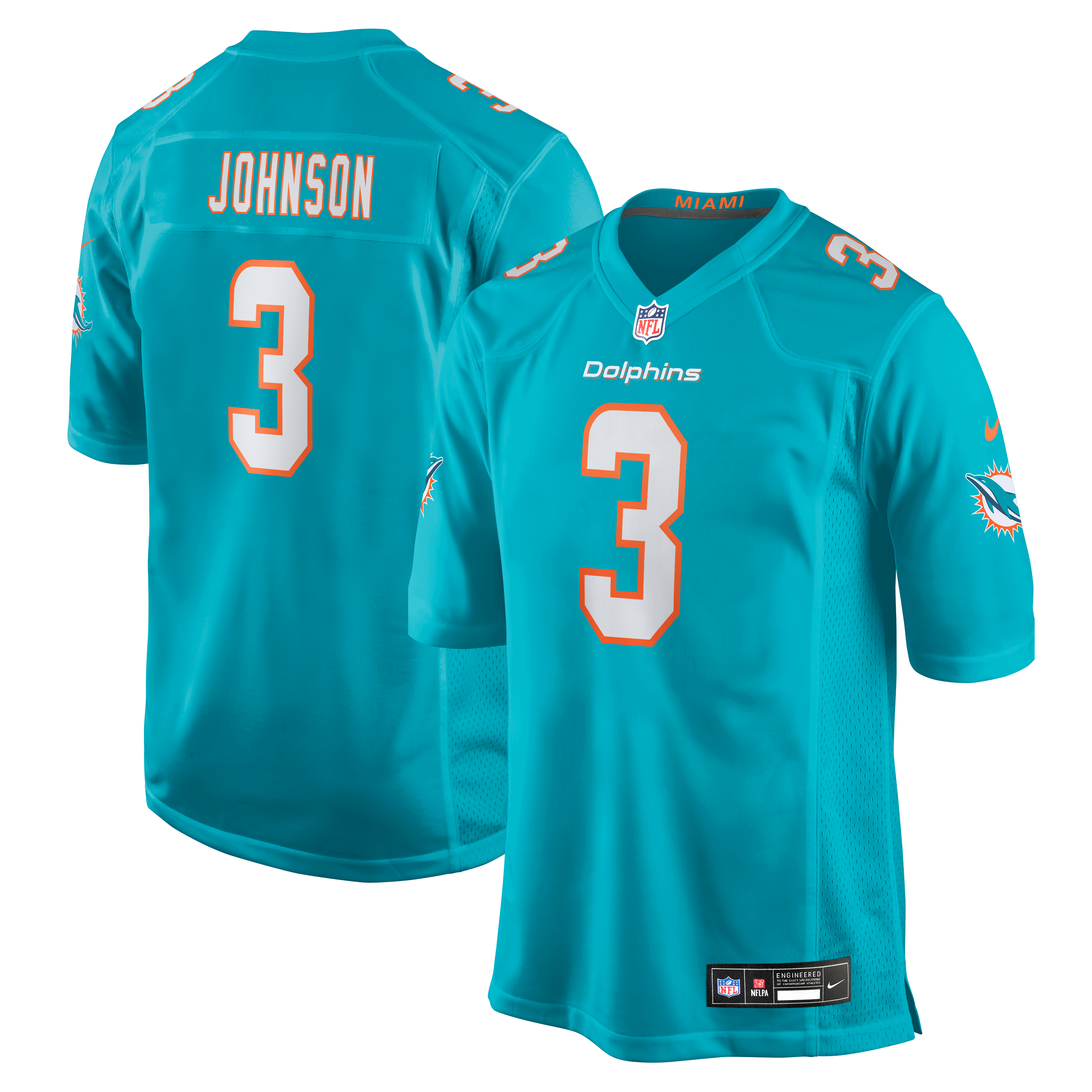 Maillot de match Nike Aqua Miami Dolphins Chris Johnson pour homme