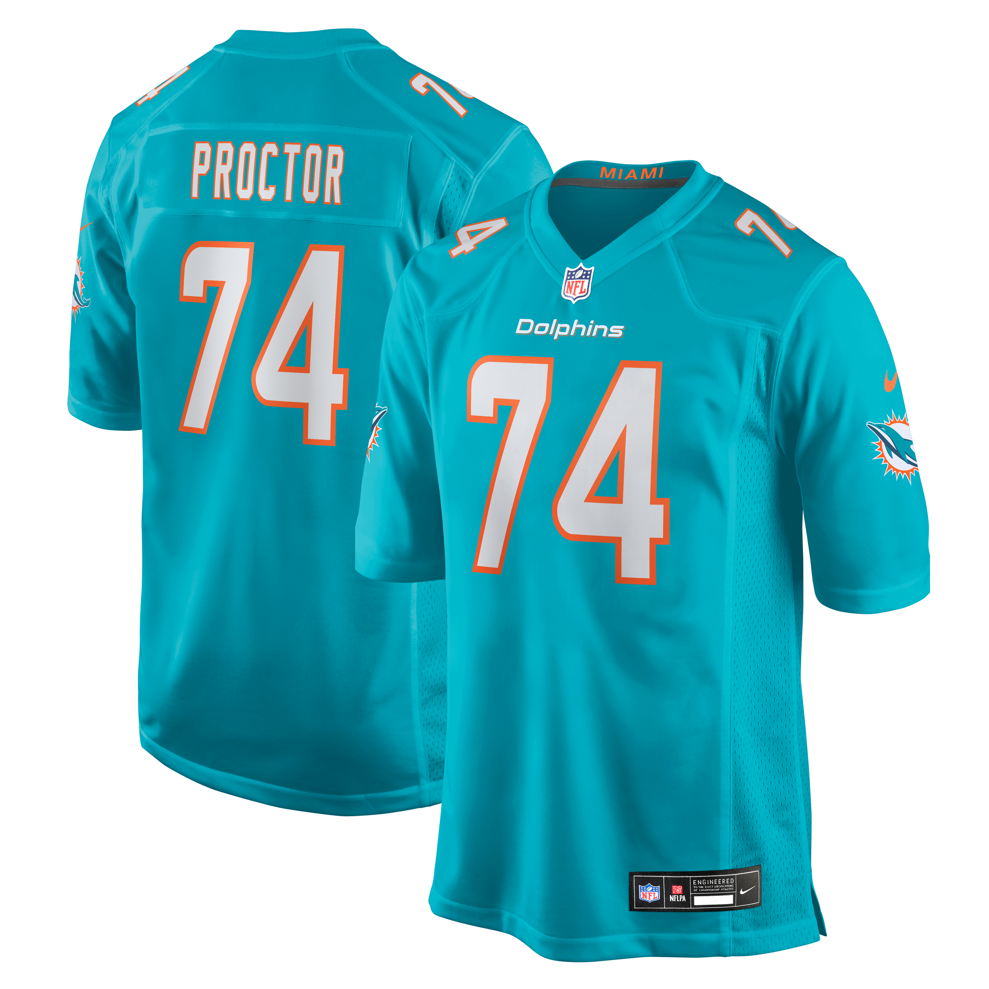 Maillot de match Nike Aqua Miami Dolphins Kadyn Proctor pour homme