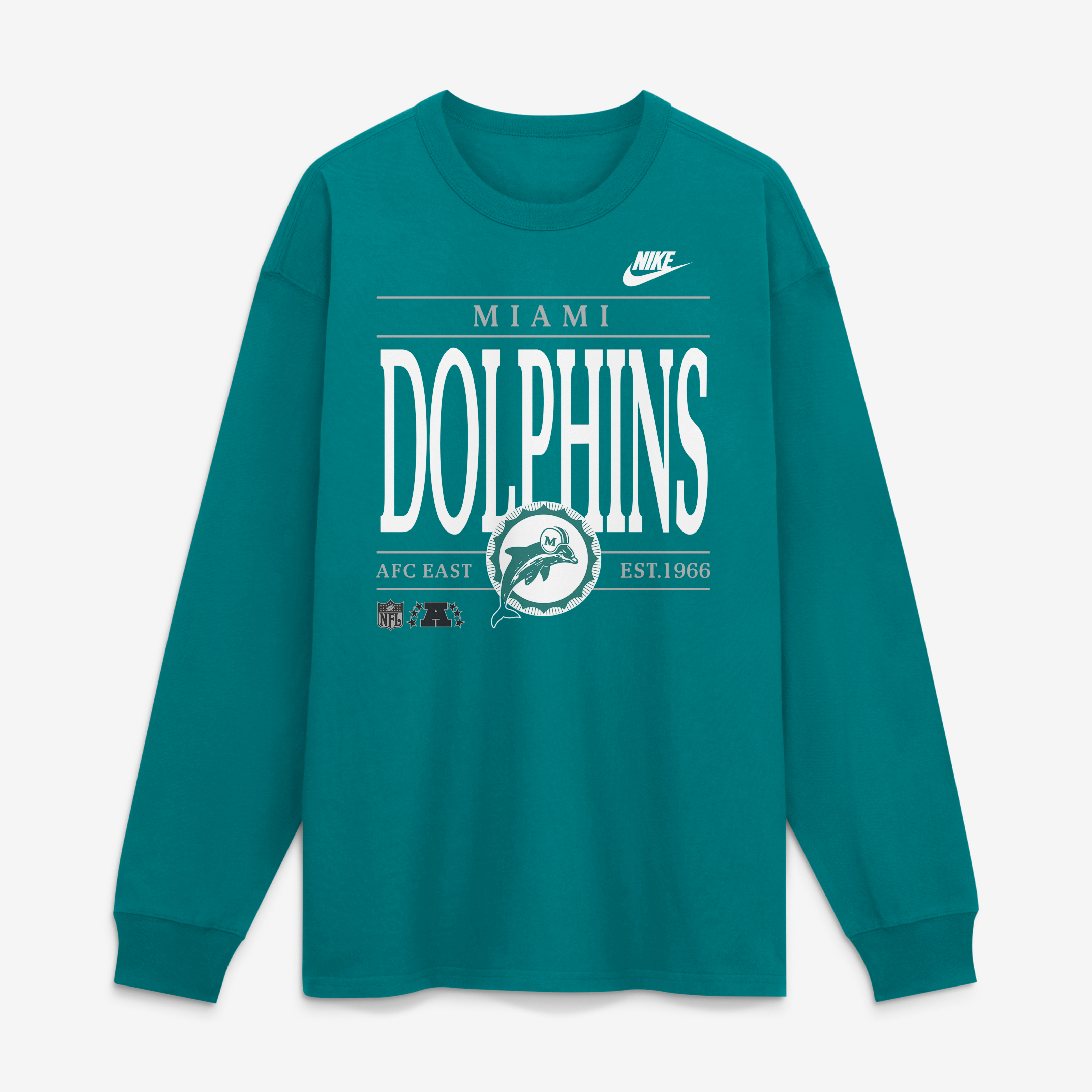 T-shirt à manches longues Nike Aqua Miami Dolphins Red Zone Max90 pour homme