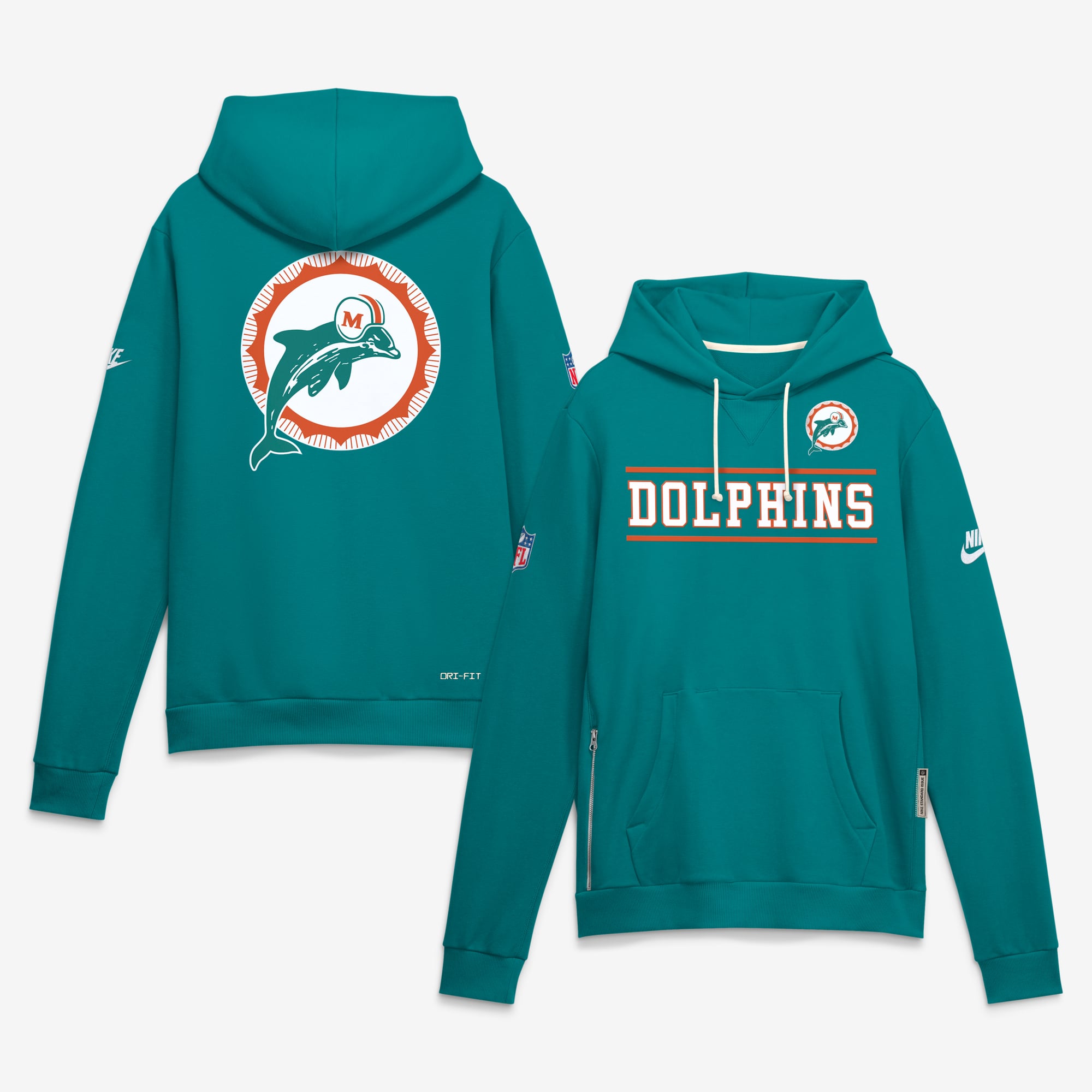 Sweat à capuche Nike Aqua Miami Dolphins Standard Issue Replay Officials Alternate Dri-FIT pour homme