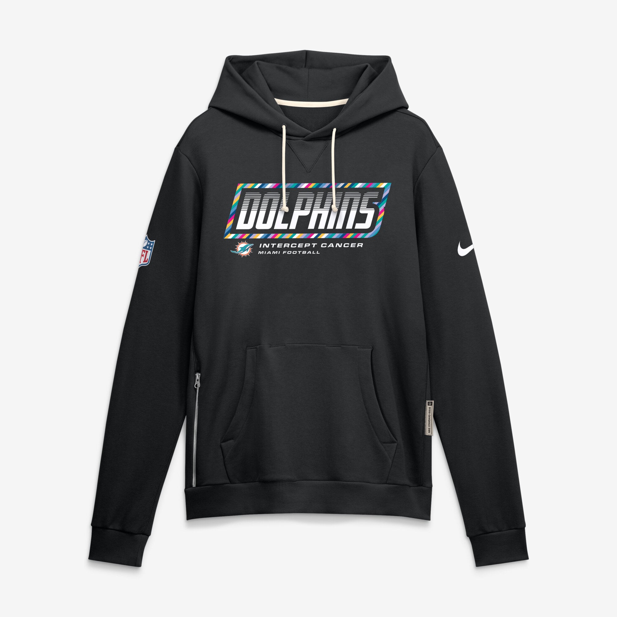 Men's Nike Black Miami Dolphins 2026 NFL Crucial Catch Sideline Standard Issue Dri-FIT Pullover Hoodie