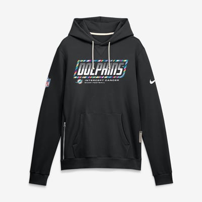 Miami Dolphins Nike 2026 NFL Crucial Catch Sideline Standard Issue Dri-FIT Pullover Hoodie - Black