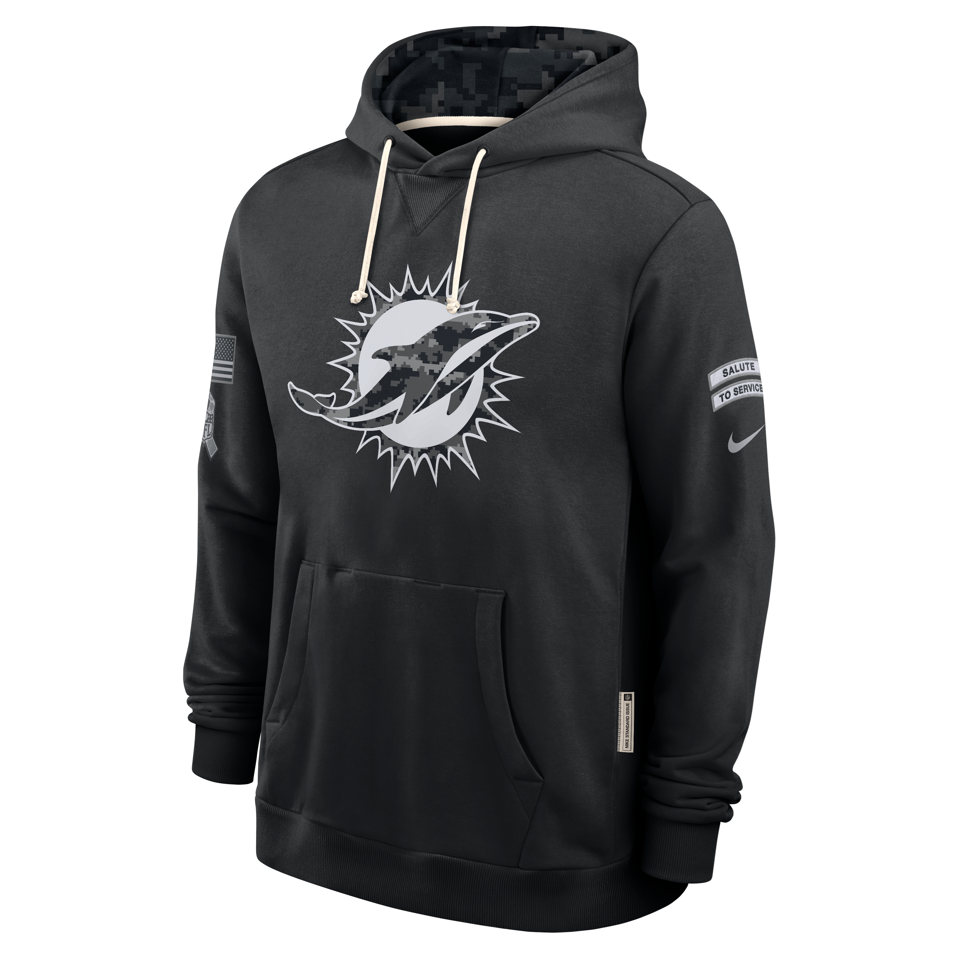 Sweat à capuche Nike Dri-FIT noir Miami Dolphins 2026 Salute to Service pour homme