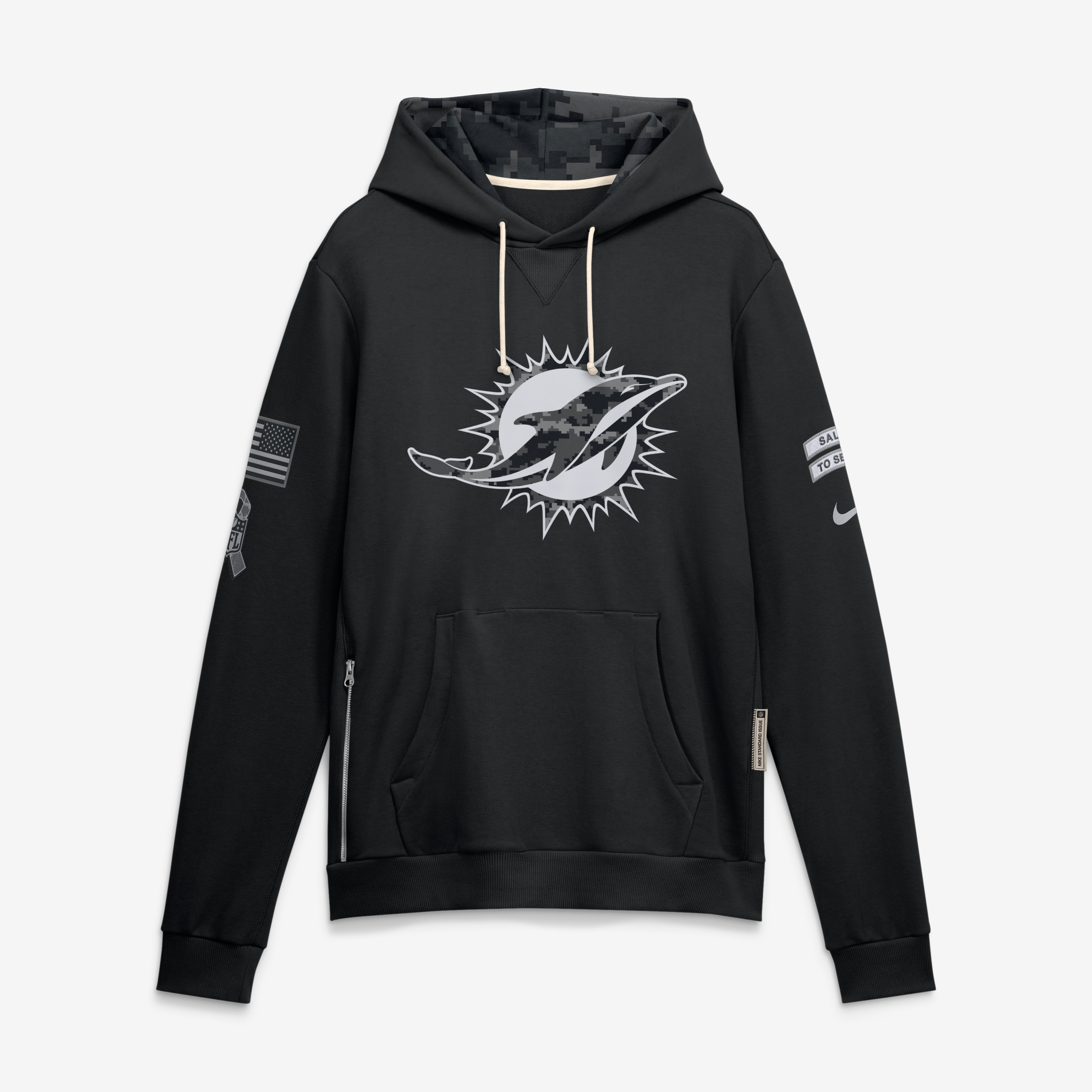 Sweat à capuche Nike Dri-FIT noir Miami Dolphins 2026 Salute to Service pour homme