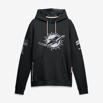  Miami Dolphins Nike 2026 Salute to Service Sideline Dri-FIT Pullover Hoodie - Black