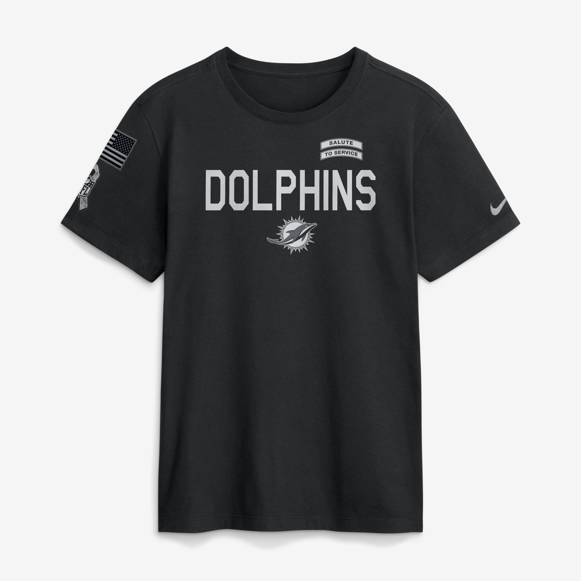 T-shirt Nike Dri-FIT noir pour homme Miami Dolphins 2026 Salute to Service Sideline