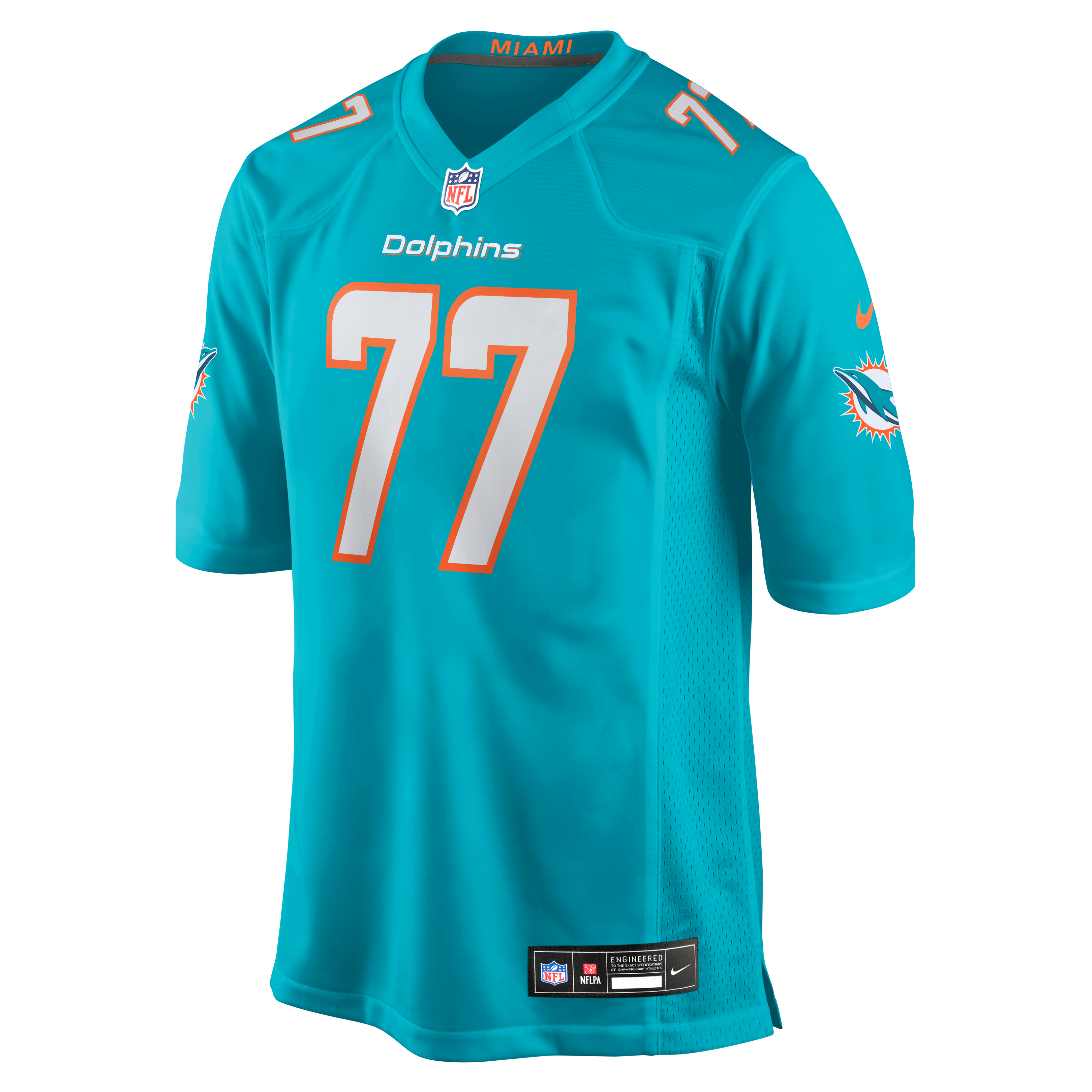 Men's Nike Caedan Wallace Aqua Miami Dolphins Team Game Jersey