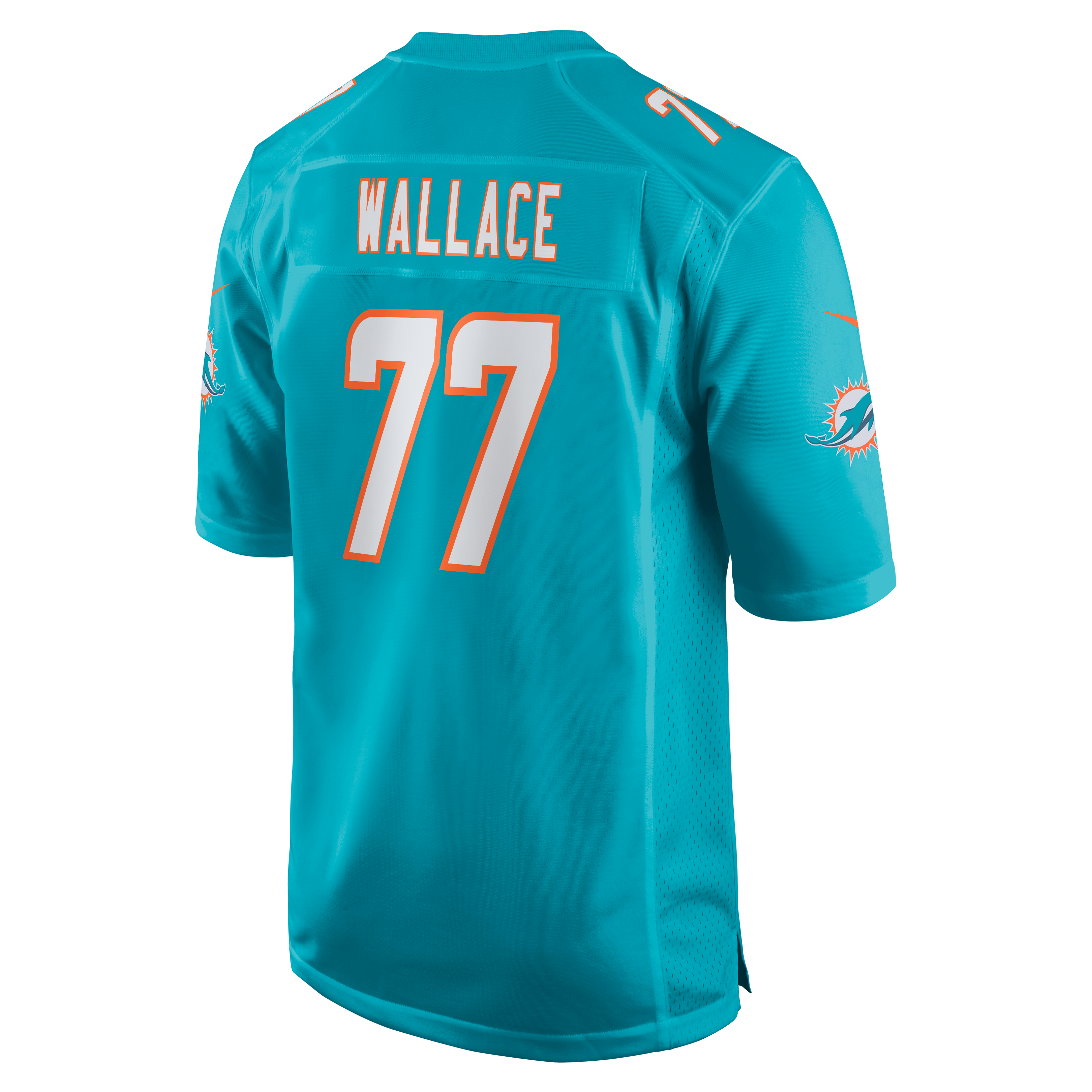 Men's Nike Caedan Wallace Aqua Miami Dolphins Team Game Jersey
