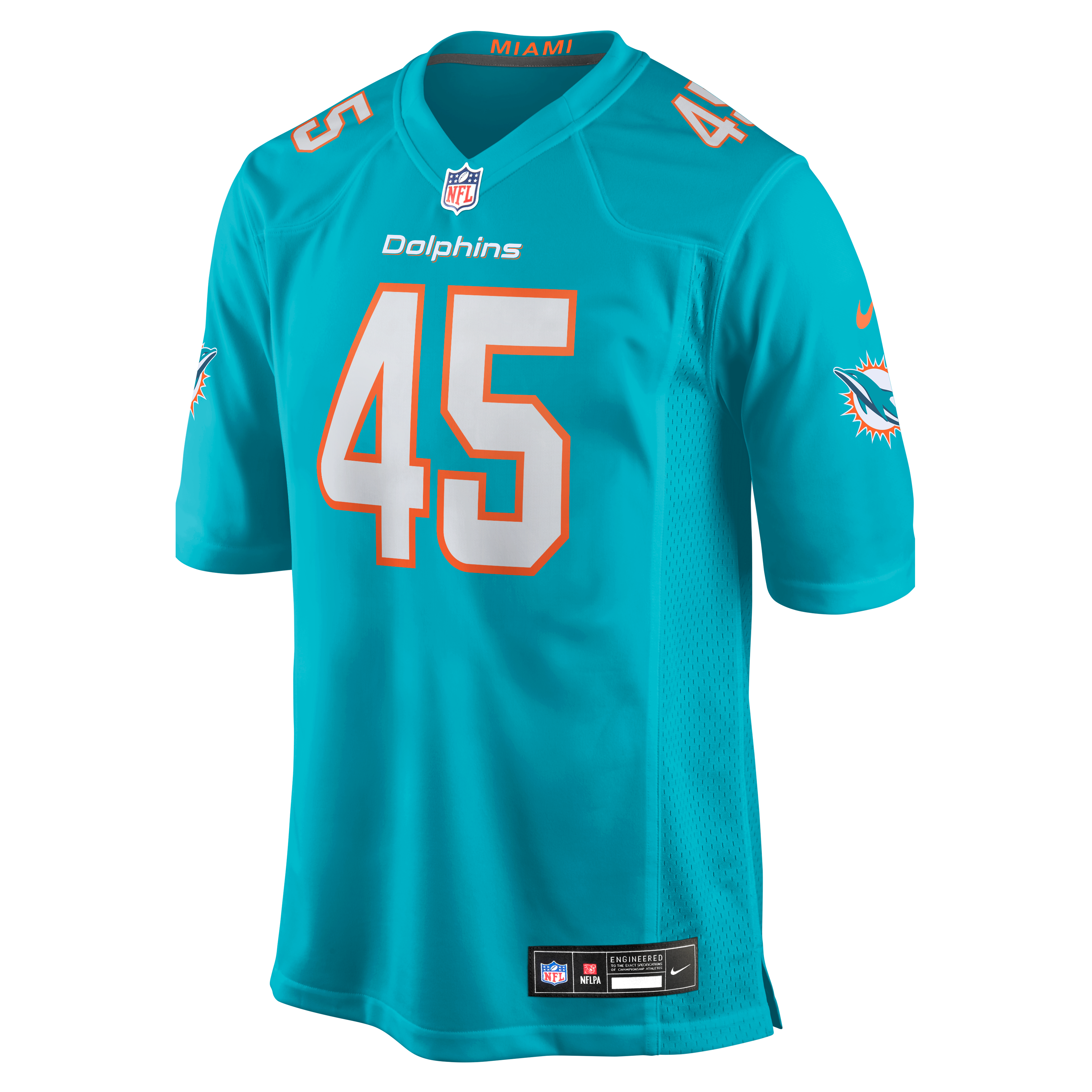 Maillot de match Nike Cal Adomitis Aqua Miami Dolphins pour homme