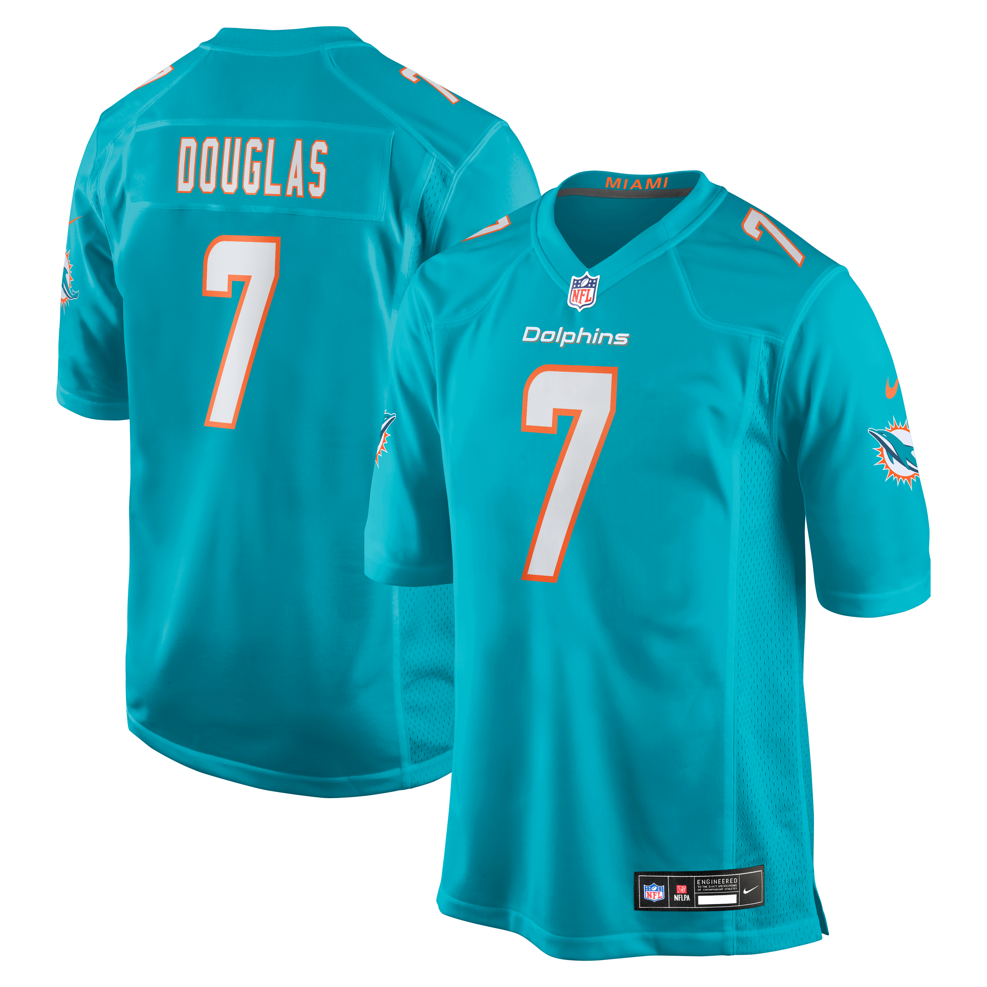 Maillot de match Nike Caleb Douglas Aqua Miami Dolphins pour homme