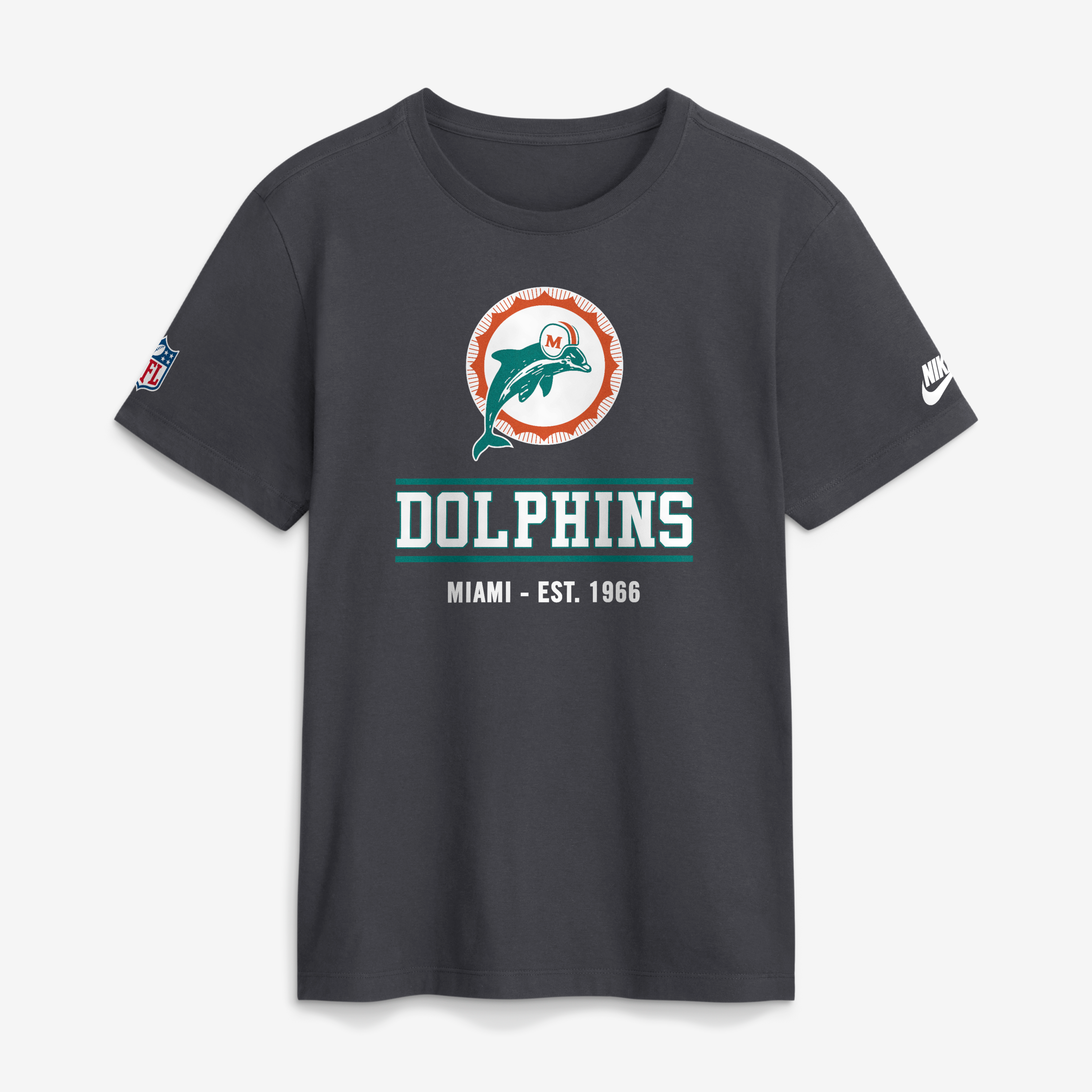 T-shirt Nike Dri-FIT pour homme, couleur anthracite, Miami Dolphins, modèle alternatif Final Sprint