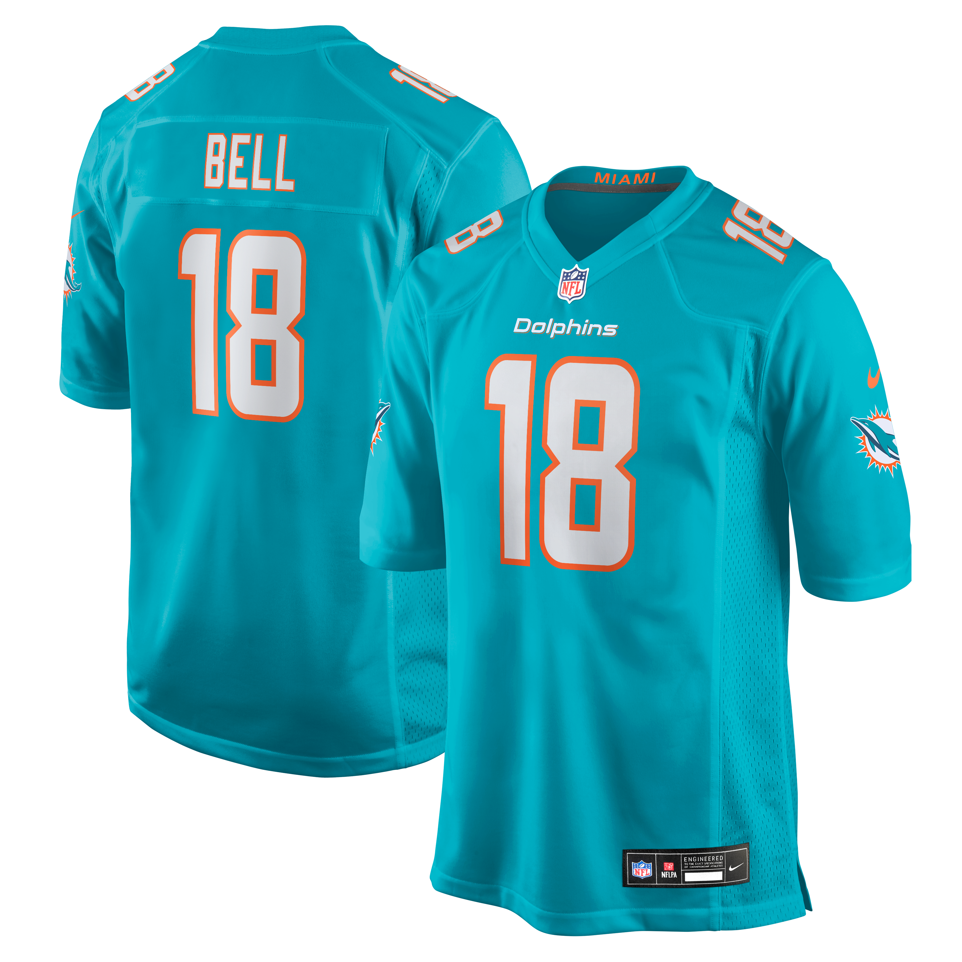 Maillot de match Nike Chris Bell Aqua Miami Dolphins pour homme