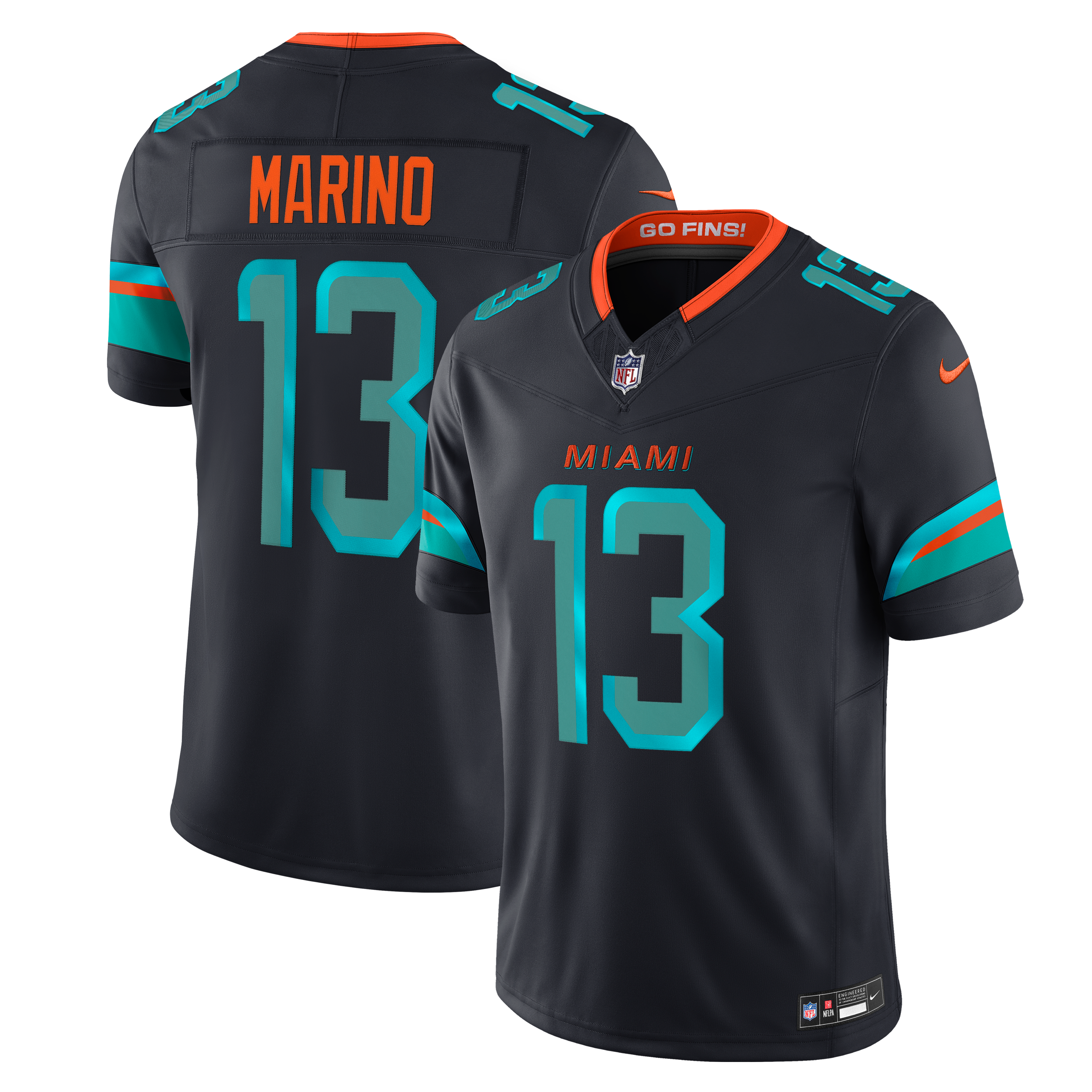 Maillot Nike Dan Marino bleu marine Miami Dolphins Rivalries Collection Édition Limitée Cousu pour homme