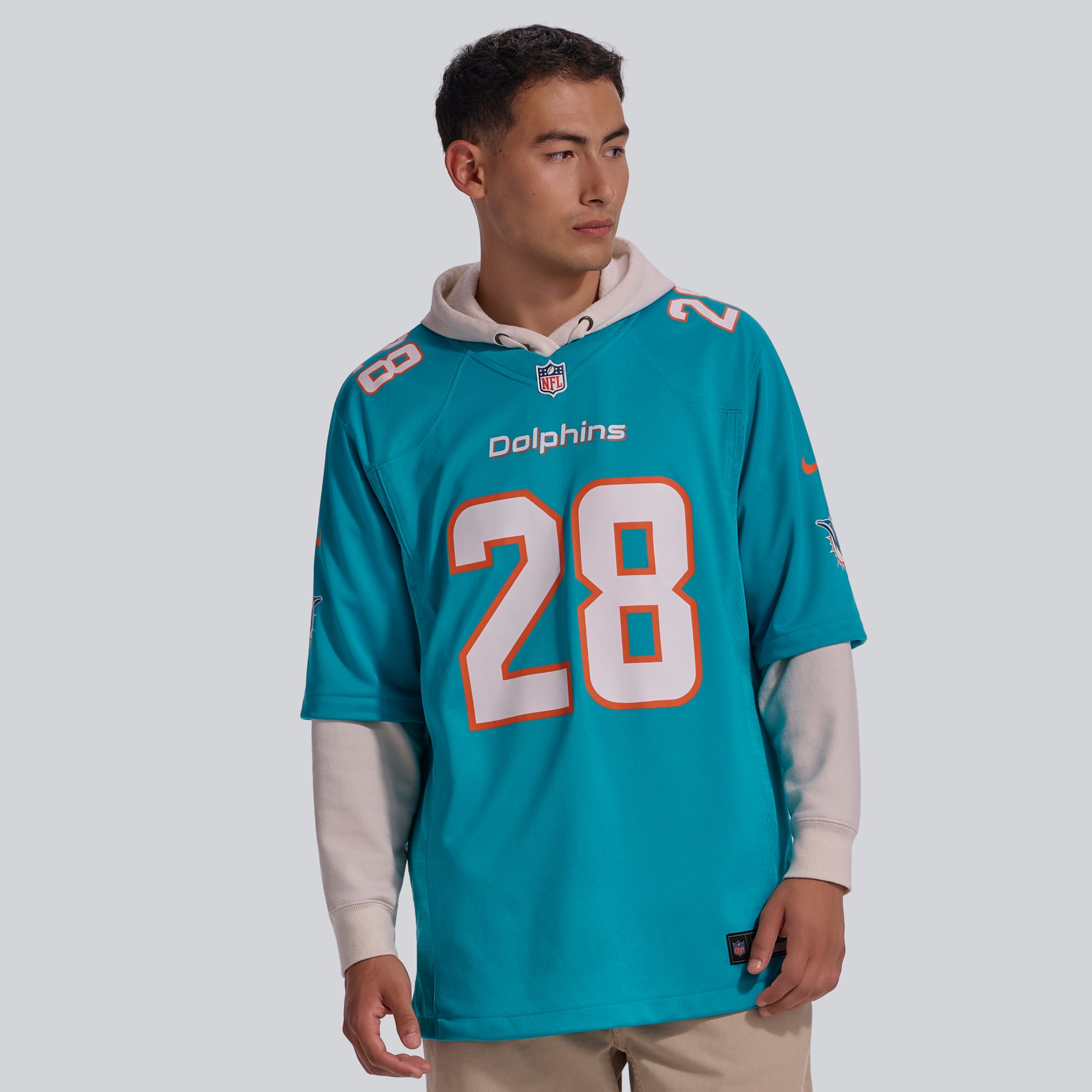 Maillot de match joueur Nike Devon Achane Aqua Miami Dolphins pour hommes