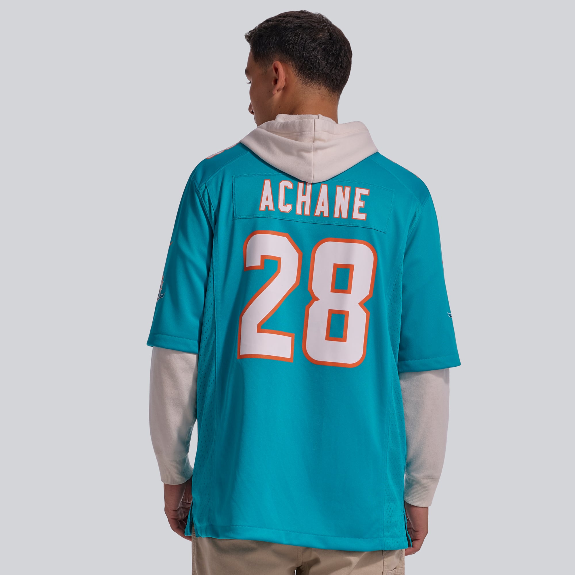 Maillot de match joueur Nike Devon Achane Aqua Miami Dolphins pour hommes