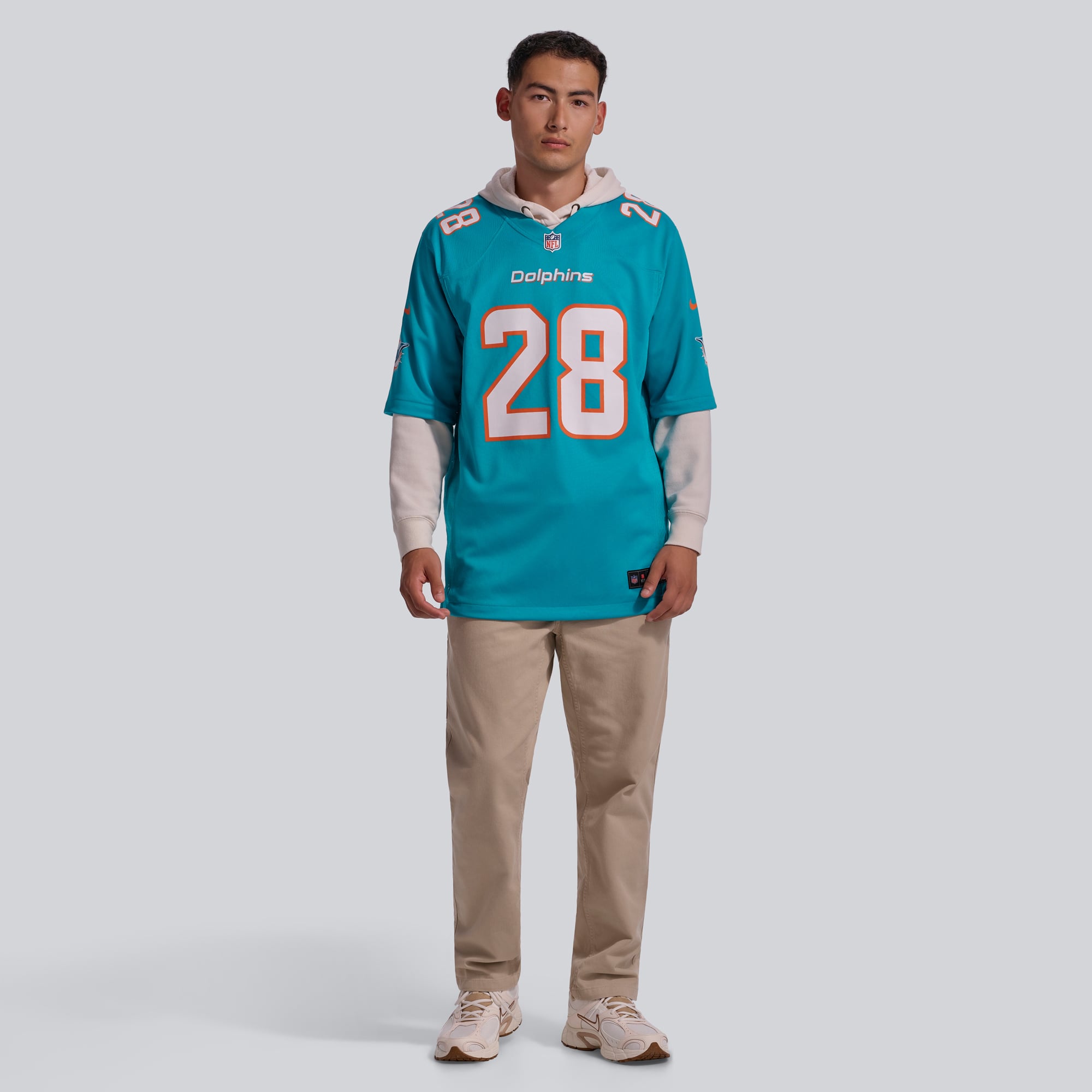 Maillot de match joueur Nike Devon Achane Aqua Miami Dolphins pour hommes