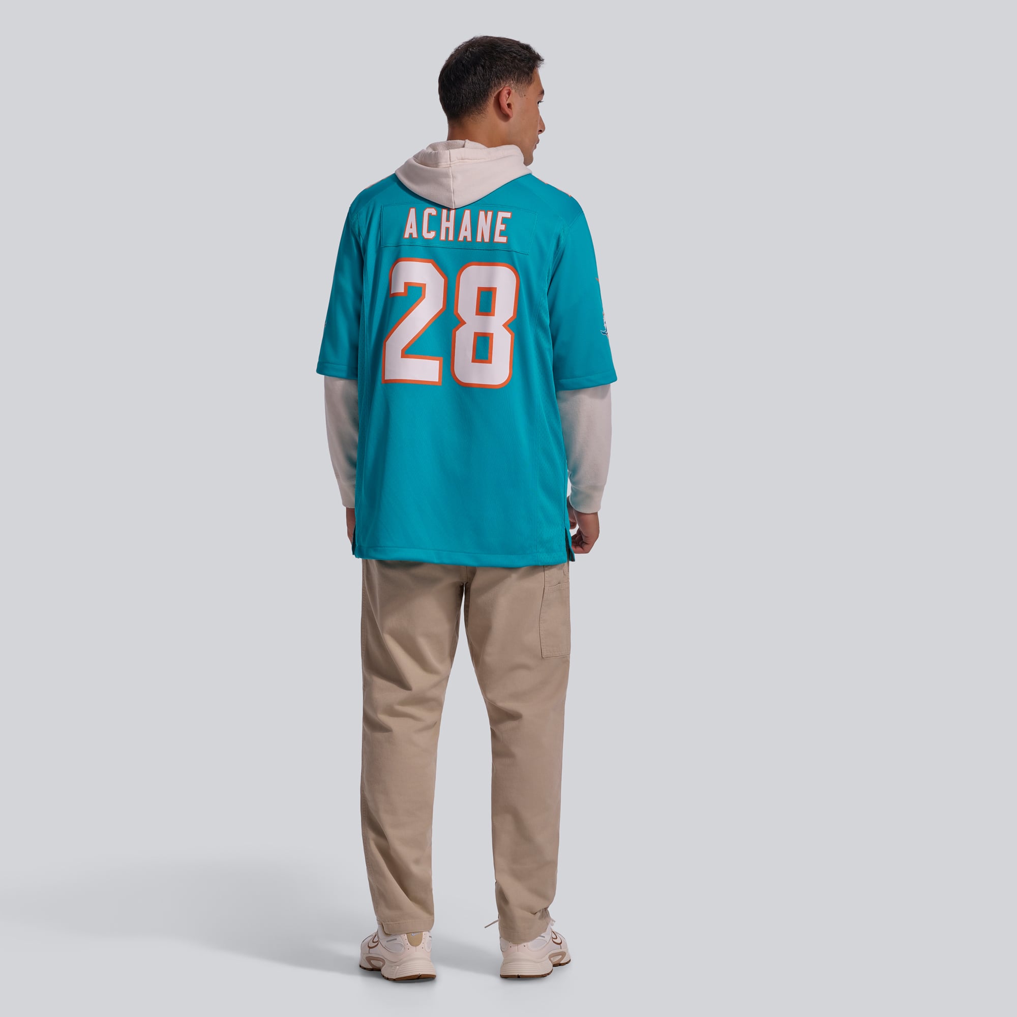 Maillot de match joueur Nike Devon Achane Aqua Miami Dolphins pour hommes