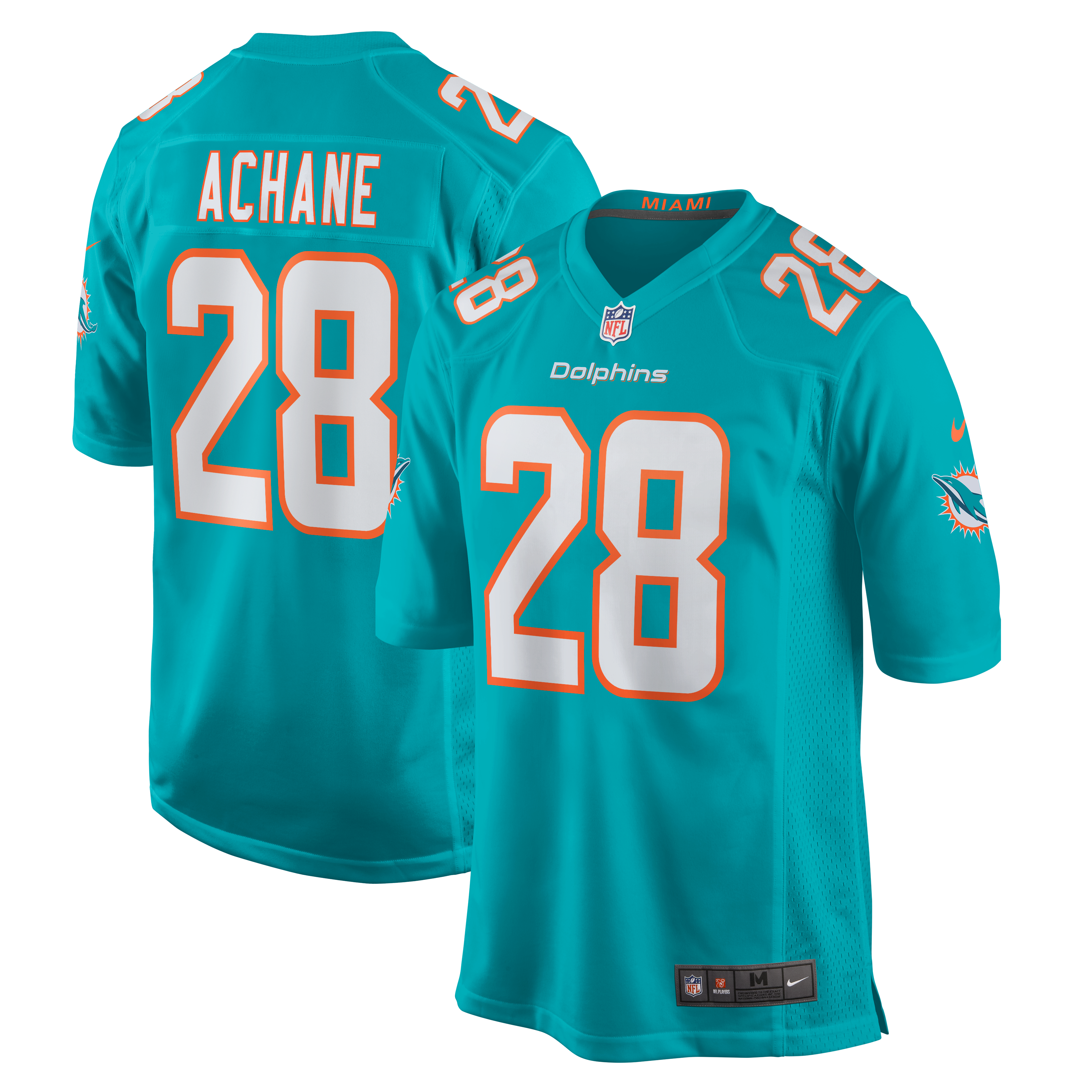 Maillot de match joueur Nike Devon Achane Aqua Miami Dolphins pour hommes