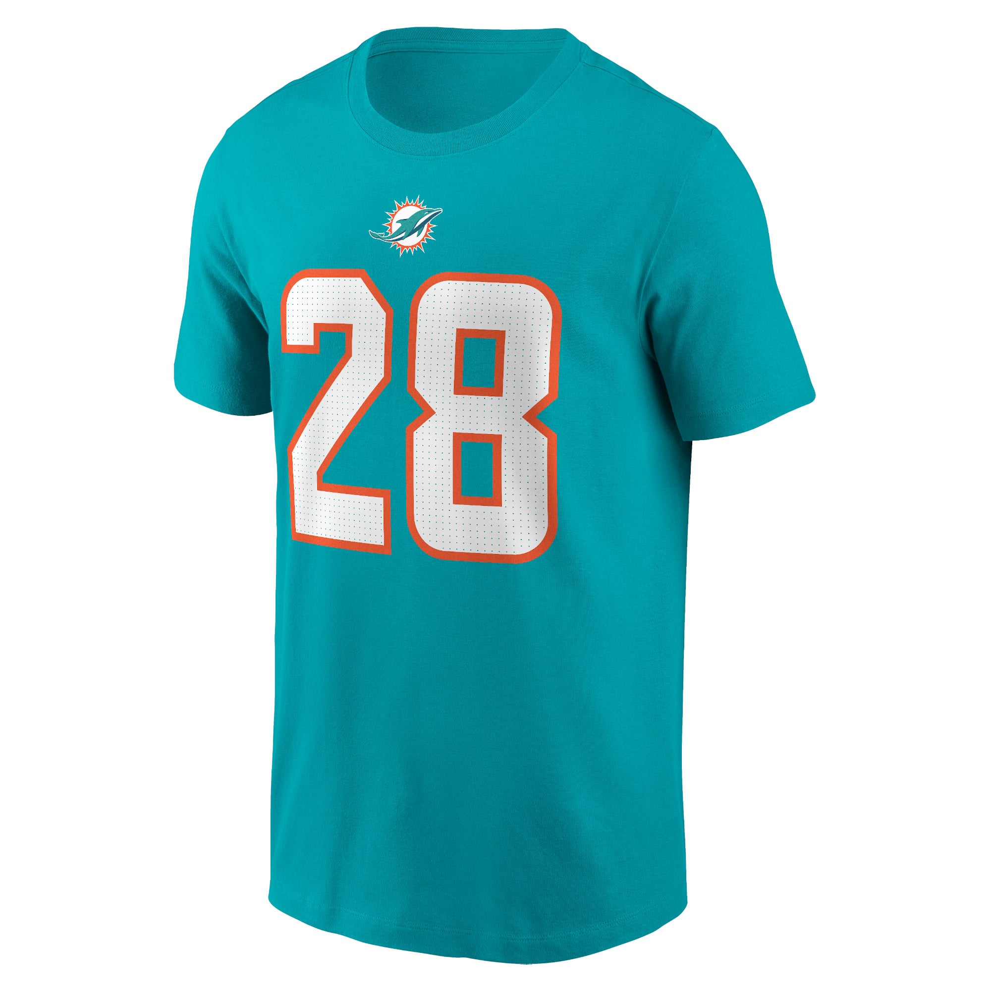 T-shirt Nike De’Von Achane Aqua Miami Dolphins pour homme, avec nom et numéro