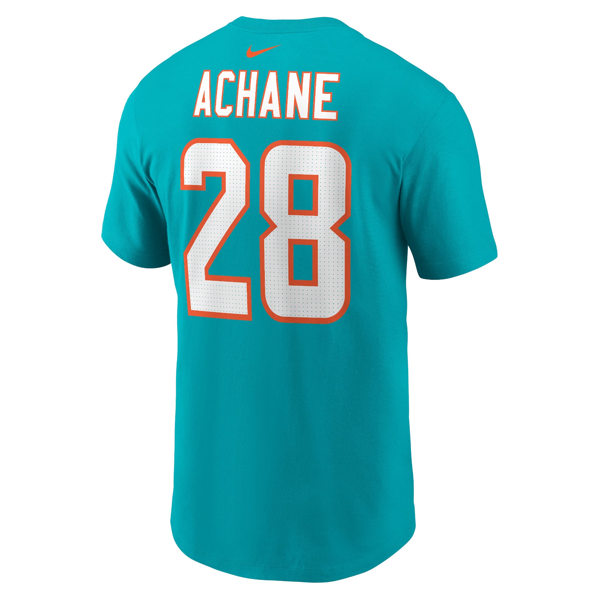 T-shirt Nike De’Von Achane Aqua Miami Dolphins pour homme, avec nom et numéro