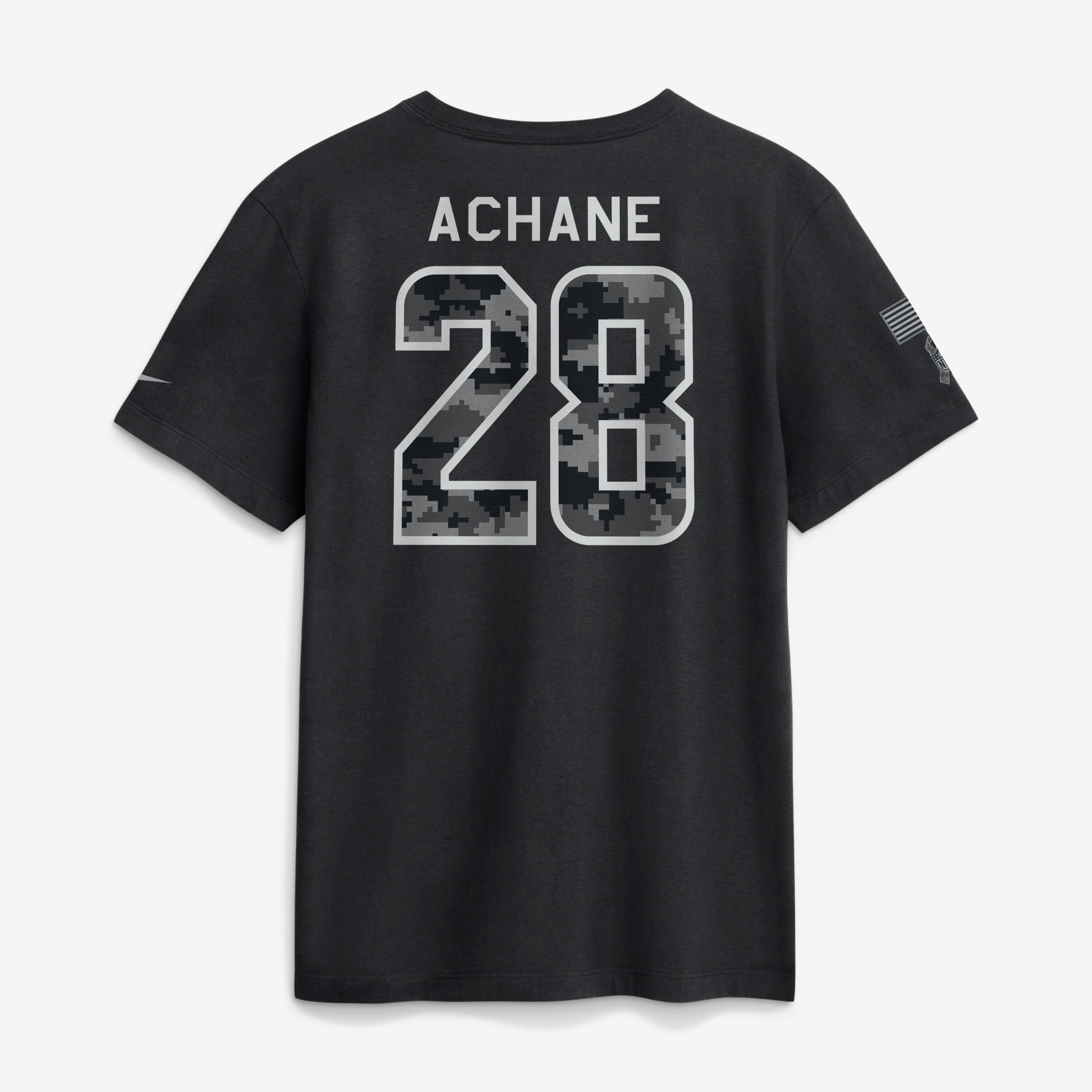 T-shirt Nike De’Von Achane noir pour homme, Miami Dolphins 2026 Salute to Service, nom et numéro
