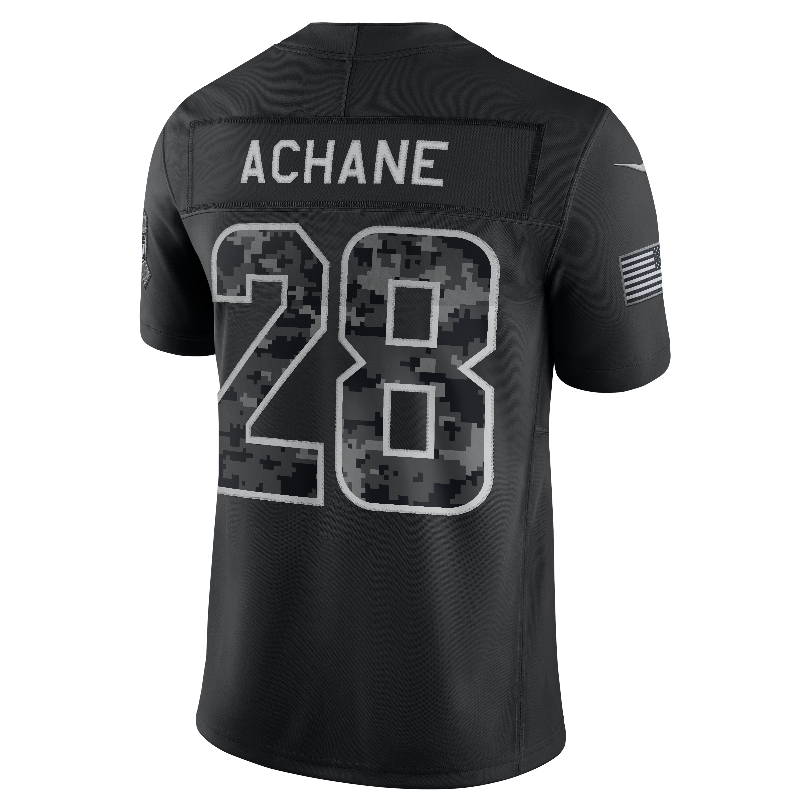Maillot Nike De’Von Achane noir Miami Dolphins 2026 Salute to Service, édition limitée cousue
