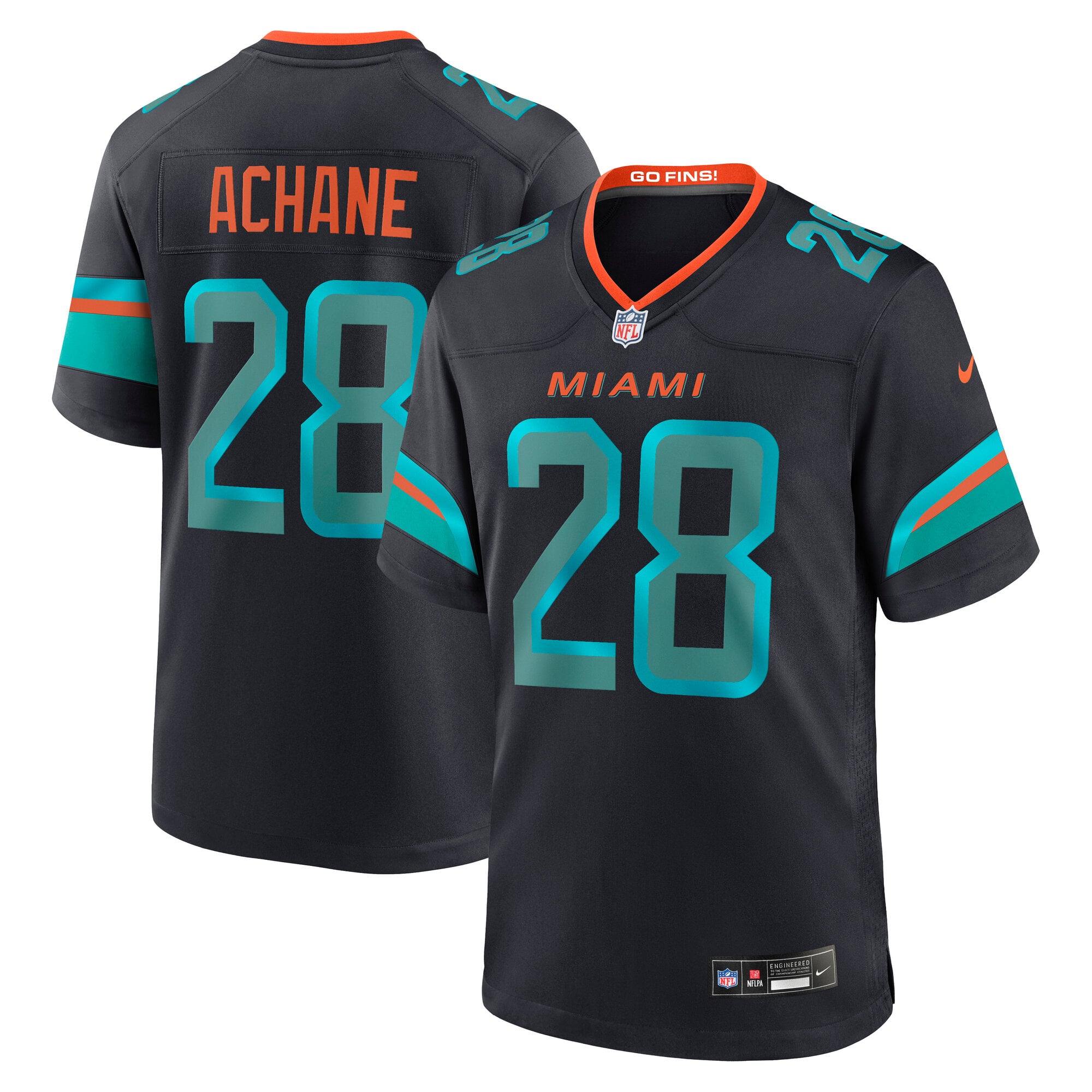 Maillot de match Nike De’Von Achane bleu marine Miami Dolphins Rivalries Collection pour homme