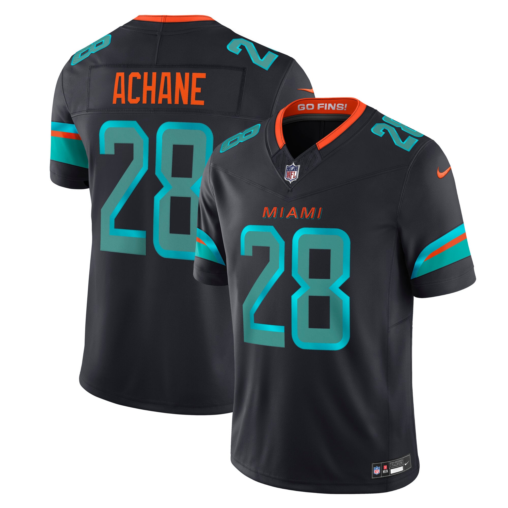 Maillot Nike De’Von Achane bleu marine Miami Dolphins Rivalries Collection Édition Limitée