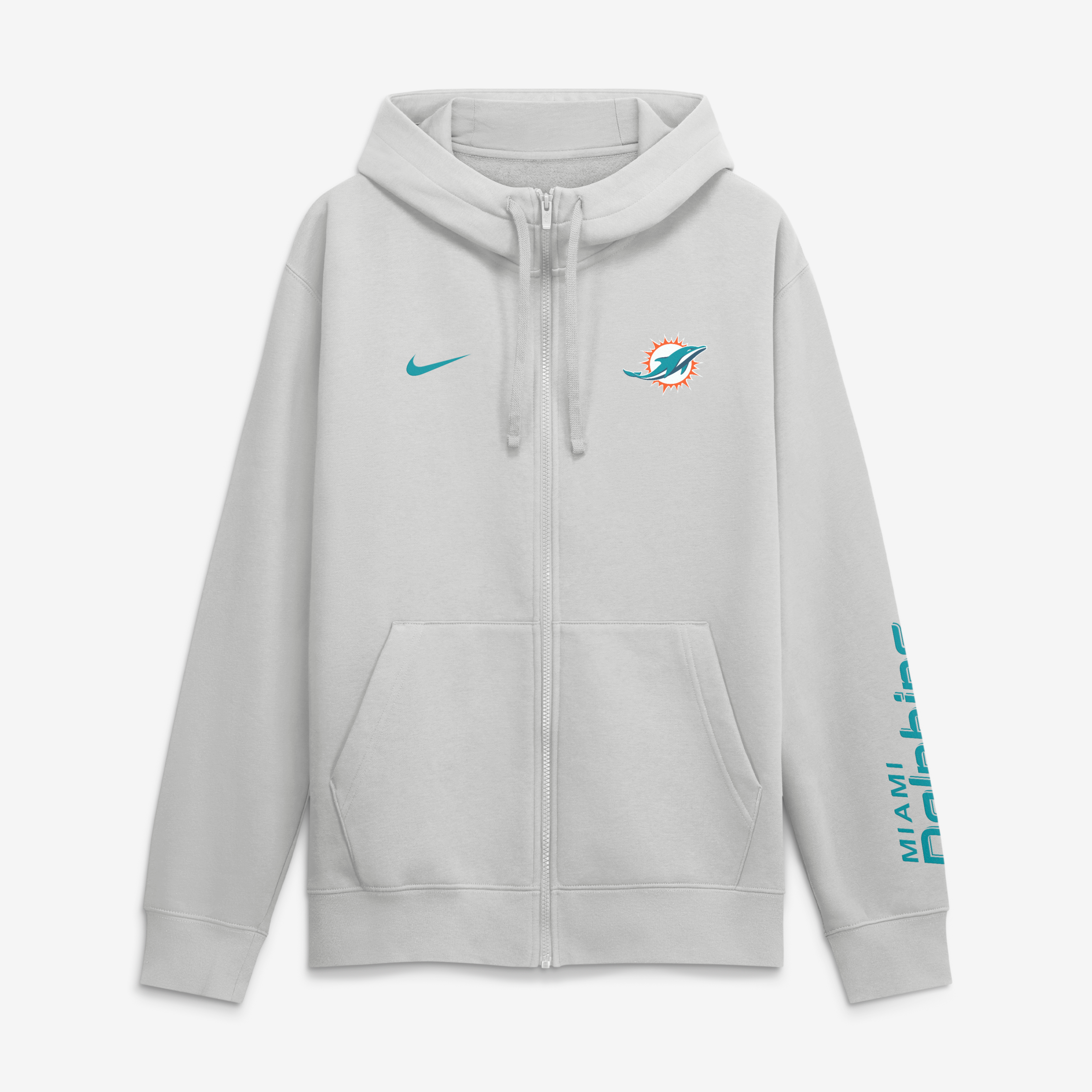 Men's Nike Gray Miami Dolphins Cool Down Club Full-Zip Hoodie