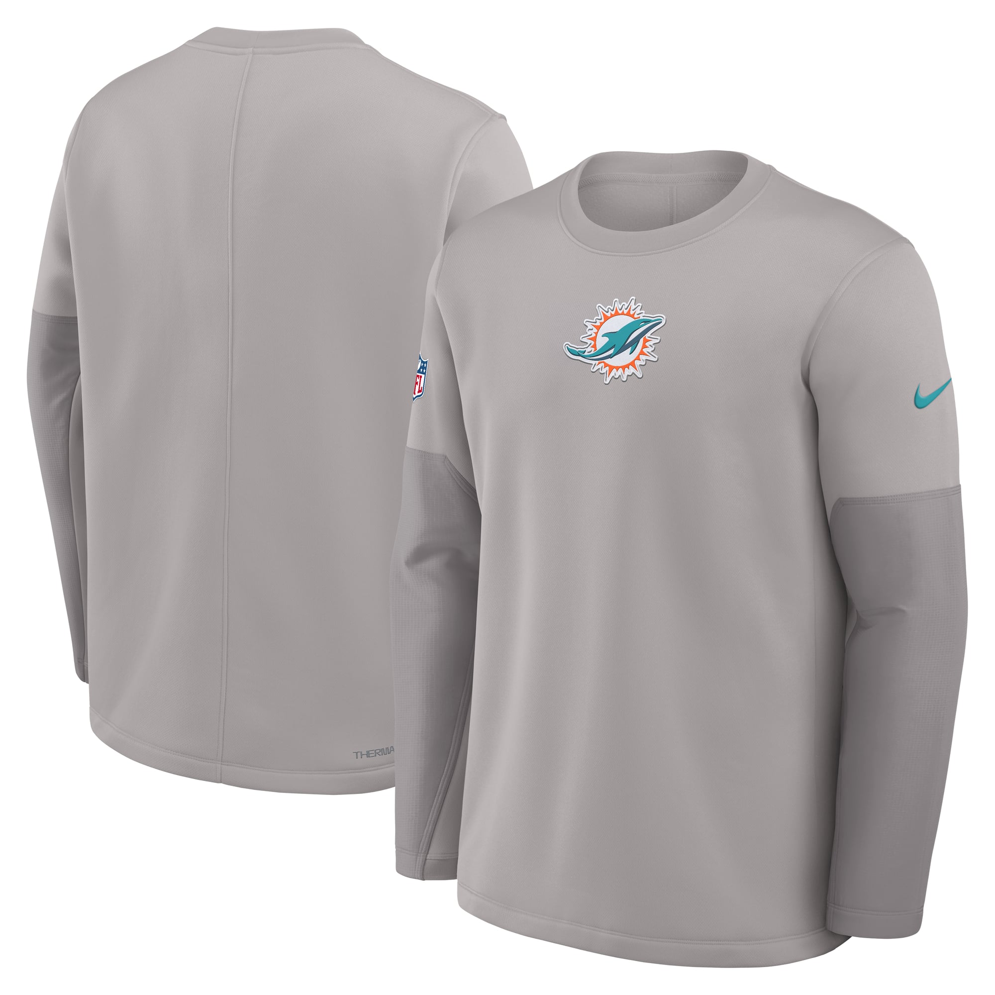 Pull-over Nike Therma-FIT gris Miami Dolphins pour homme