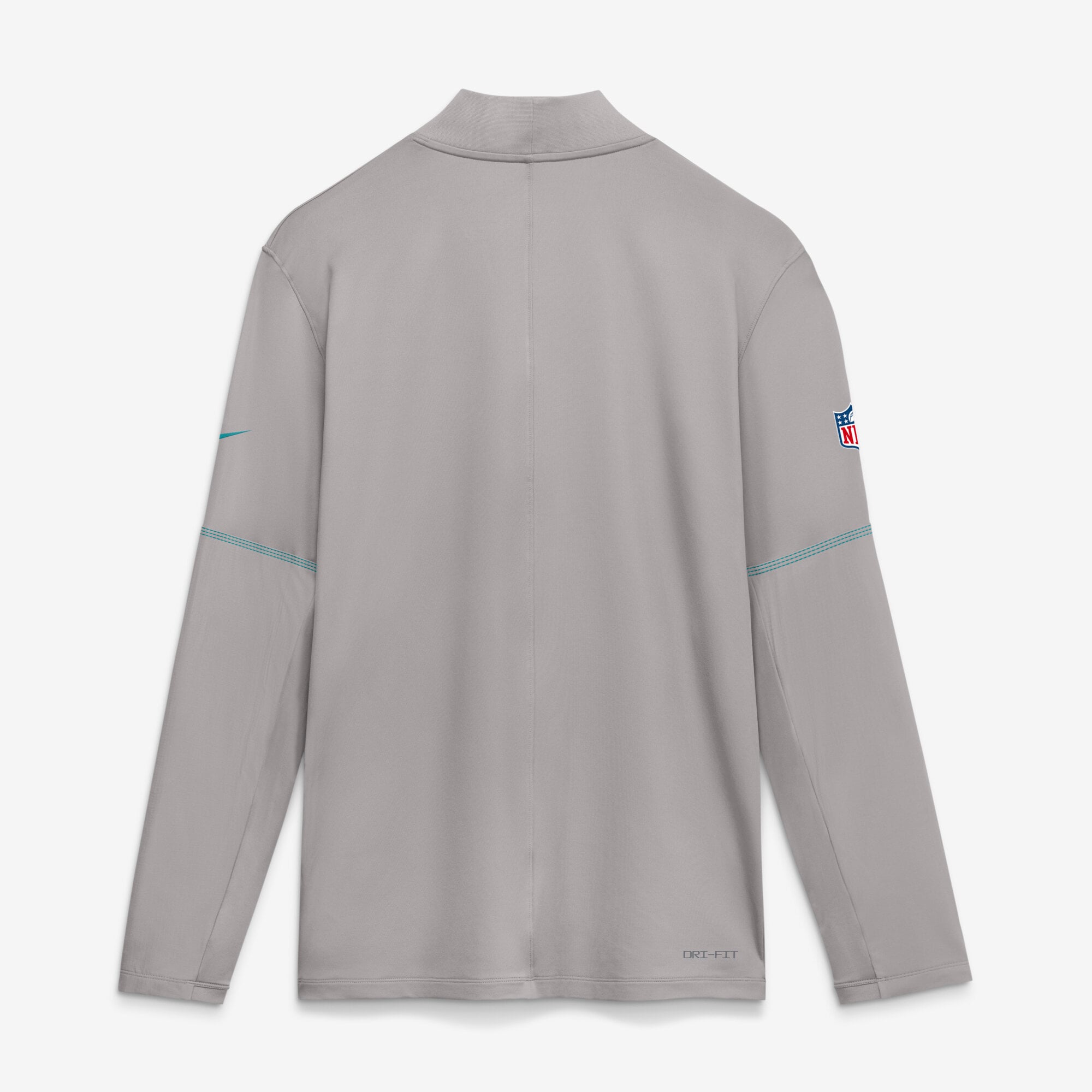 Pull-over Nike pour homme, gris, Miami Dolphins, logo latéral Glory, technologie Dri-FIT, demi-zip.