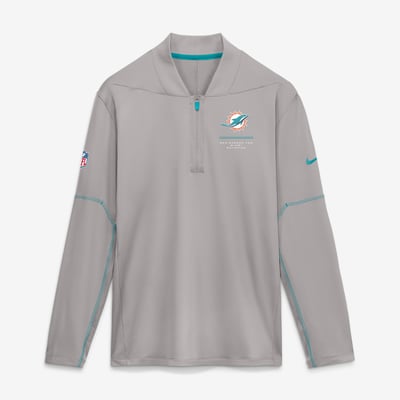 Miami Dolphins Nike Sideline Logo Glory Midweight Dri-FIT Half-Zip Pullover - Gray