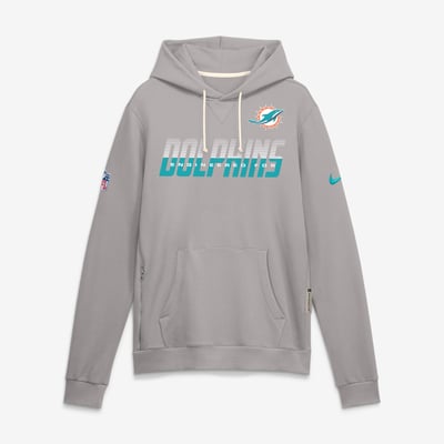 Miami Dolphins Nike Sideline Standard Issue Top Prospect Dri-FIT Hoodie - Gray
