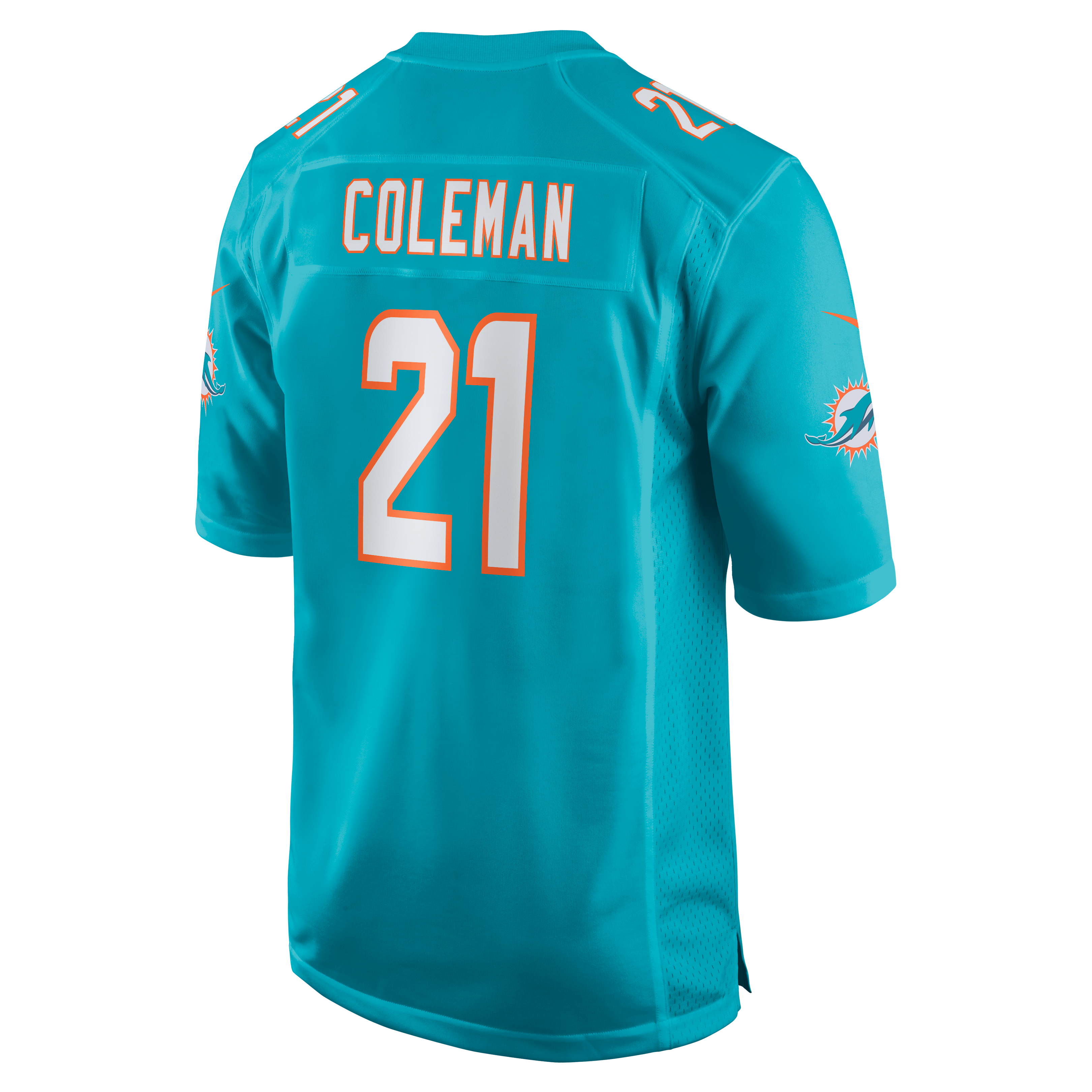 Maillot de match Nike Kevin Coleman Aqua Miami Dolphins pour homme