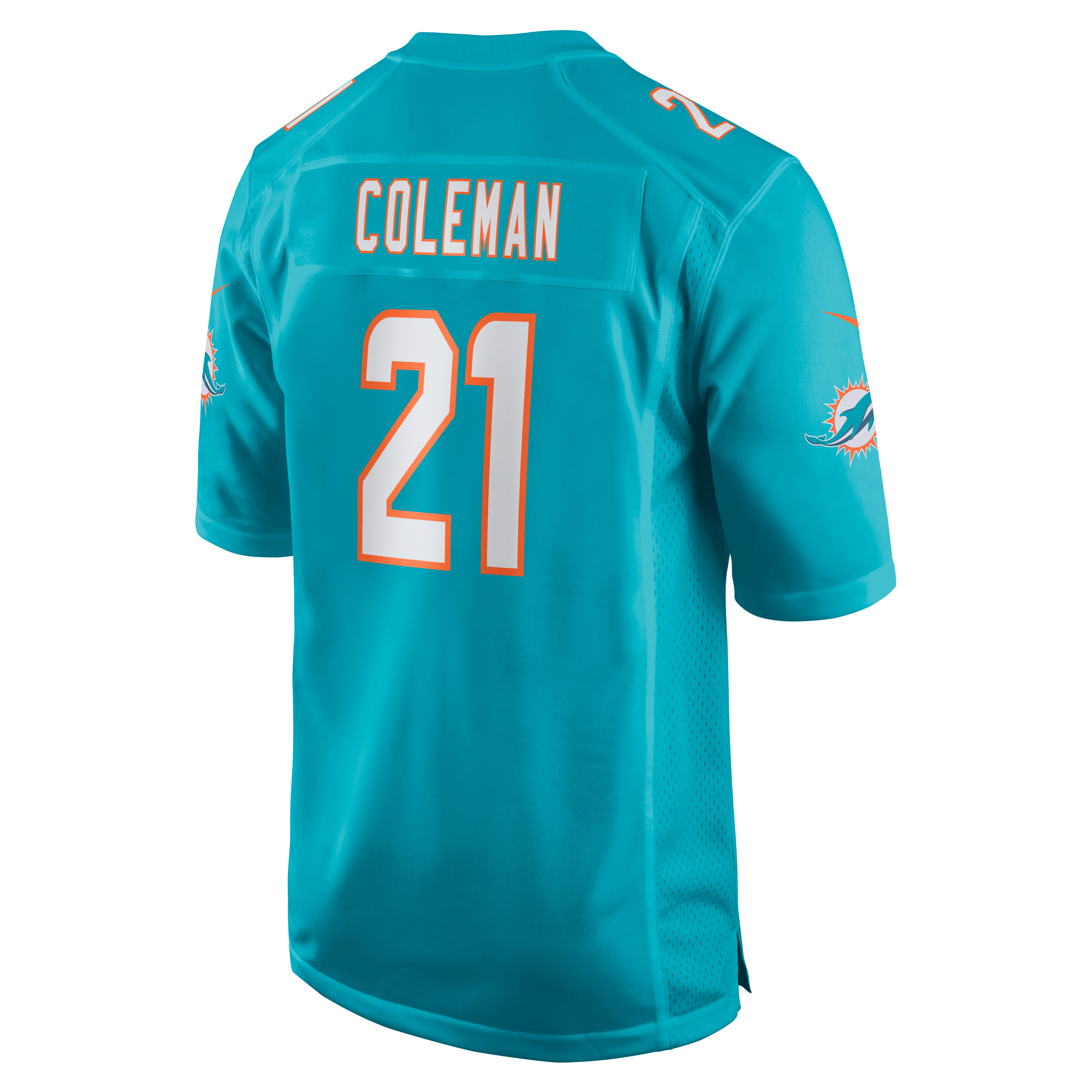 Maillot de match Nike Kevin Coleman Aqua Miami Dolphins pour homme