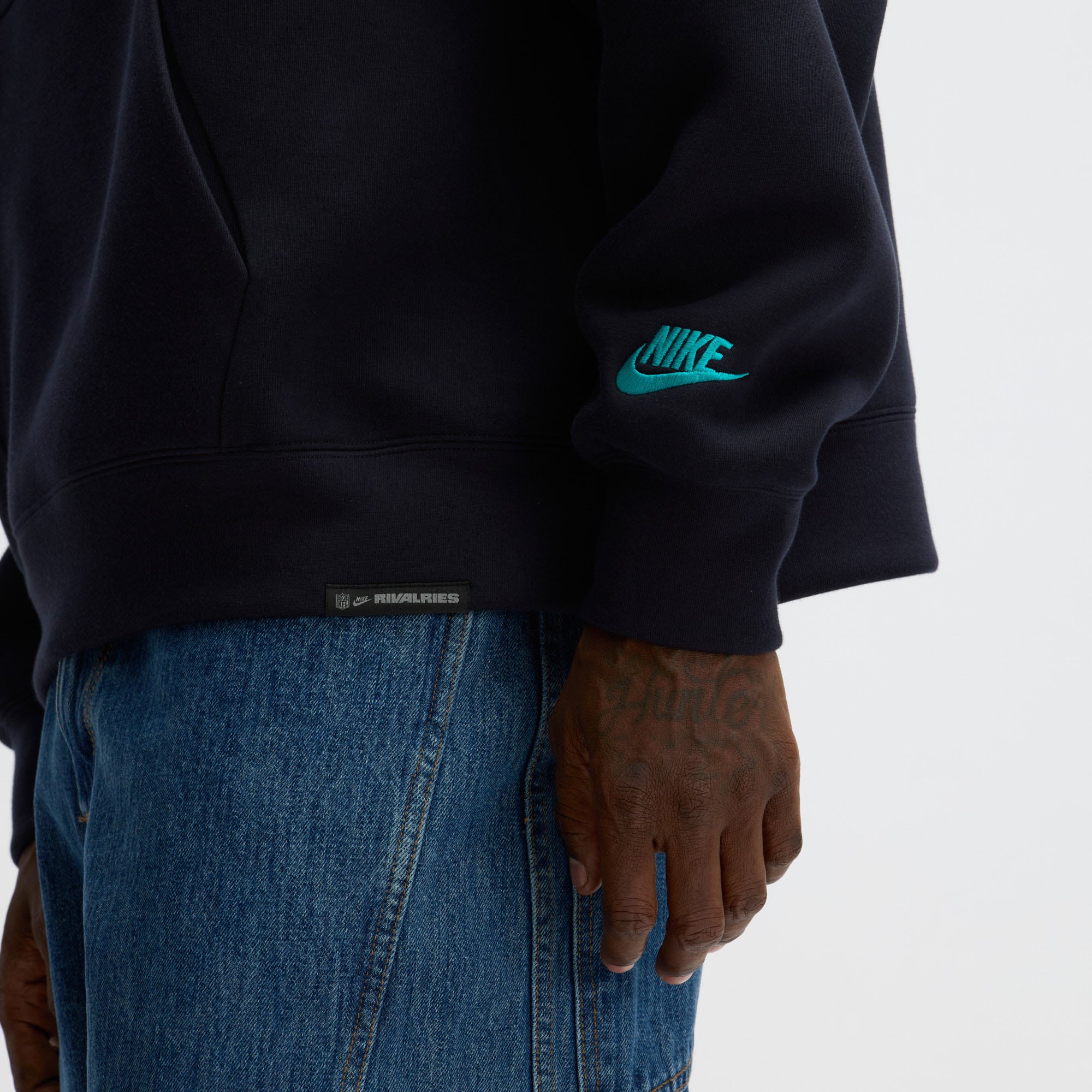 Sweat à capuche oversize en polaire technique Nike pour homme, collection Miami Dolphins Rivalries, bleu marine