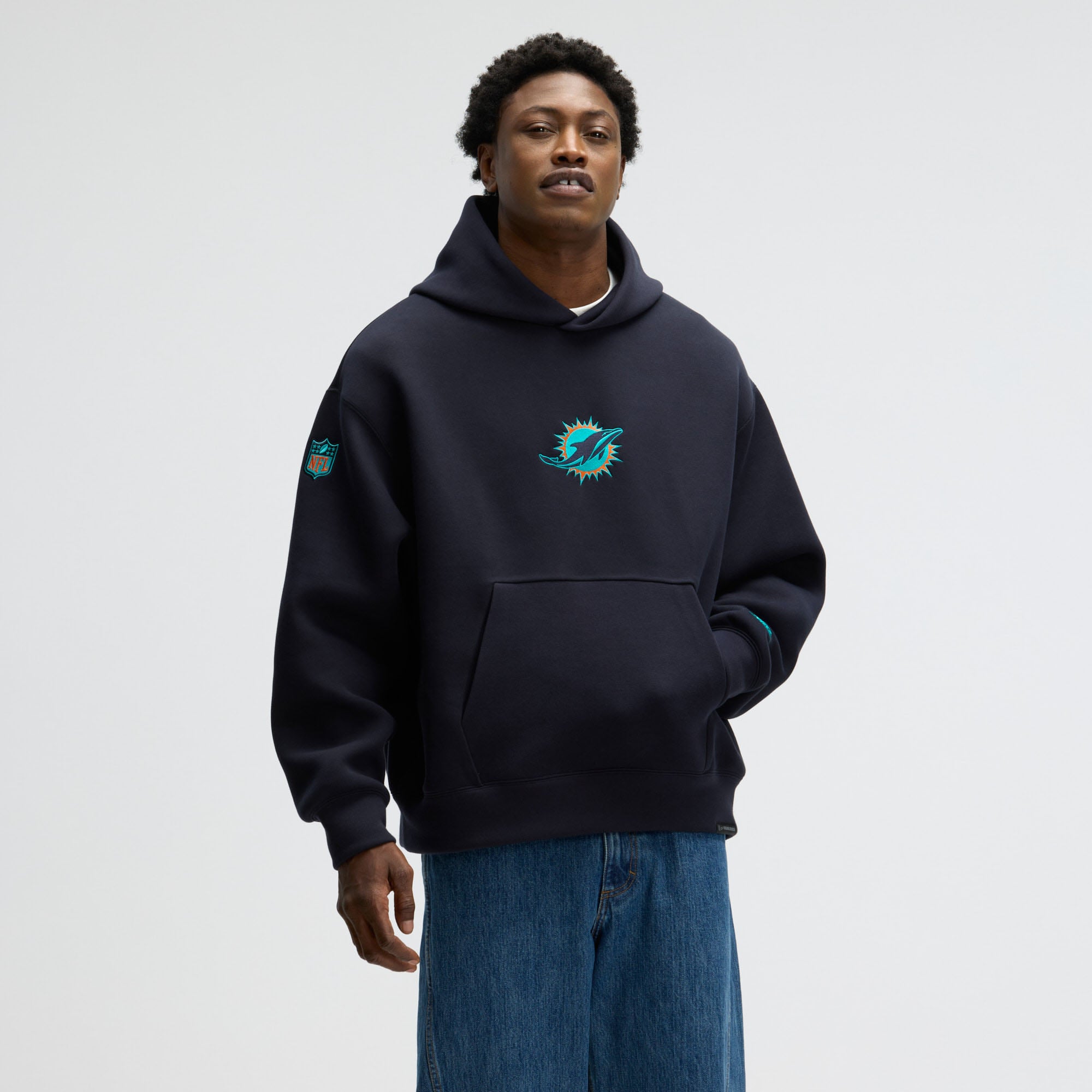 Sweat à capuche oversize en polaire technique Nike pour homme, collection Miami Dolphins Rivalries, bleu marine
