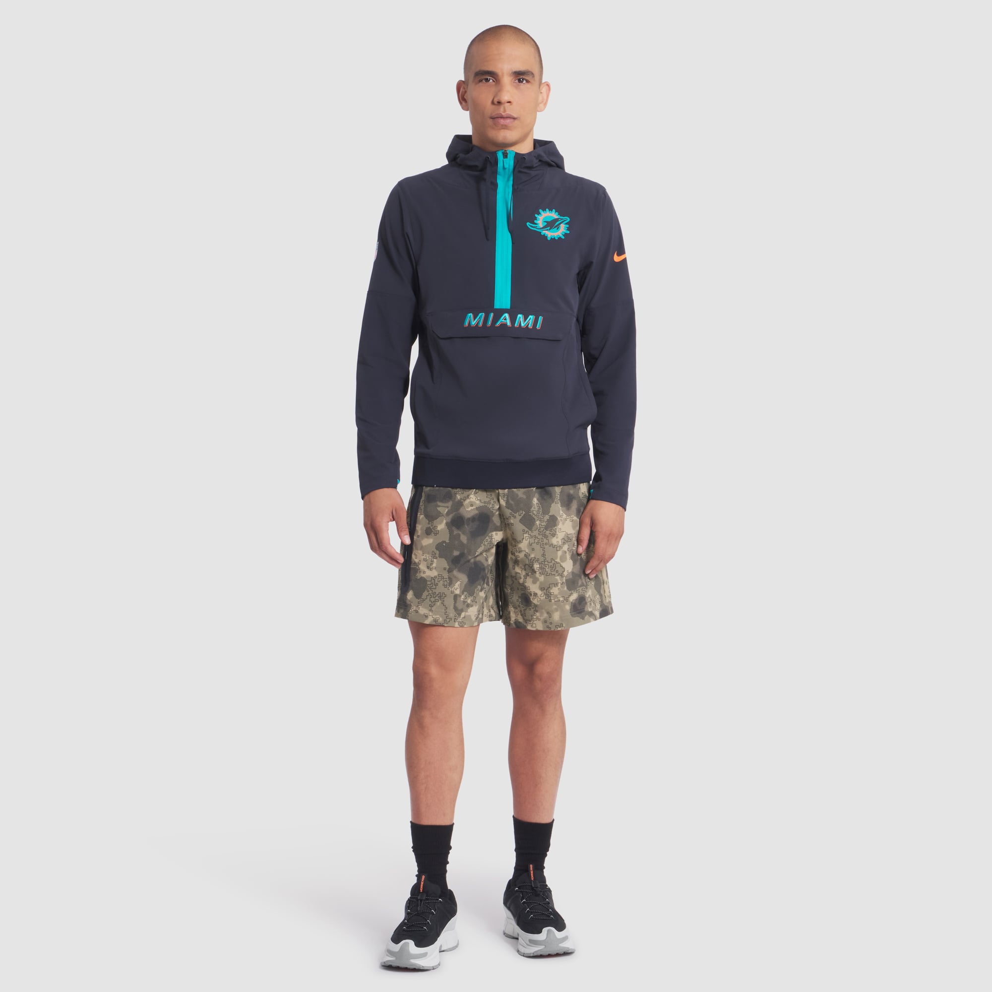 Veste anorak à demi-zip pour homme Nike Miami Dolphins Rivalries Collection, bleu marine