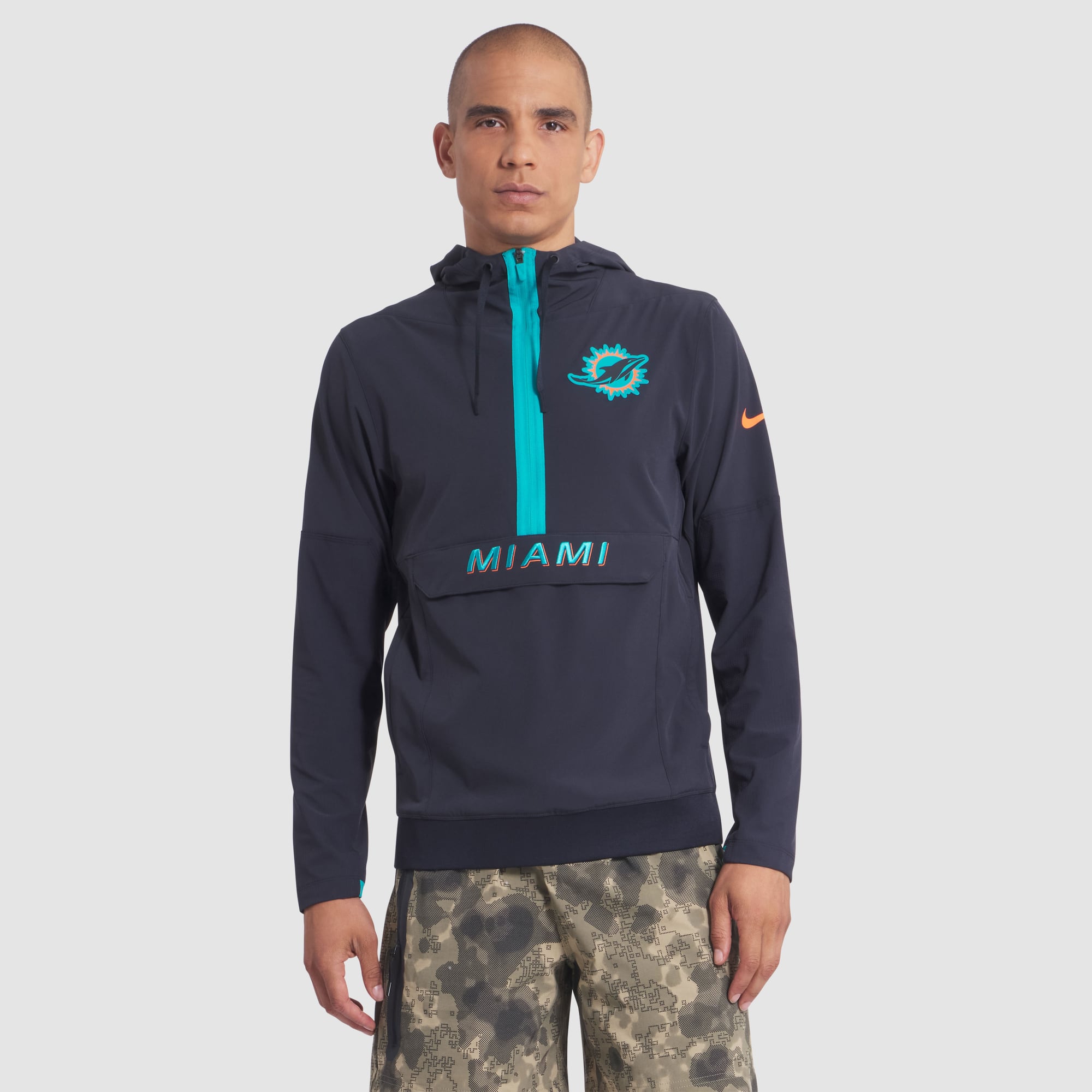 Veste anorak à demi-zip pour homme Nike Miami Dolphins Rivalries Collection, bleu marine