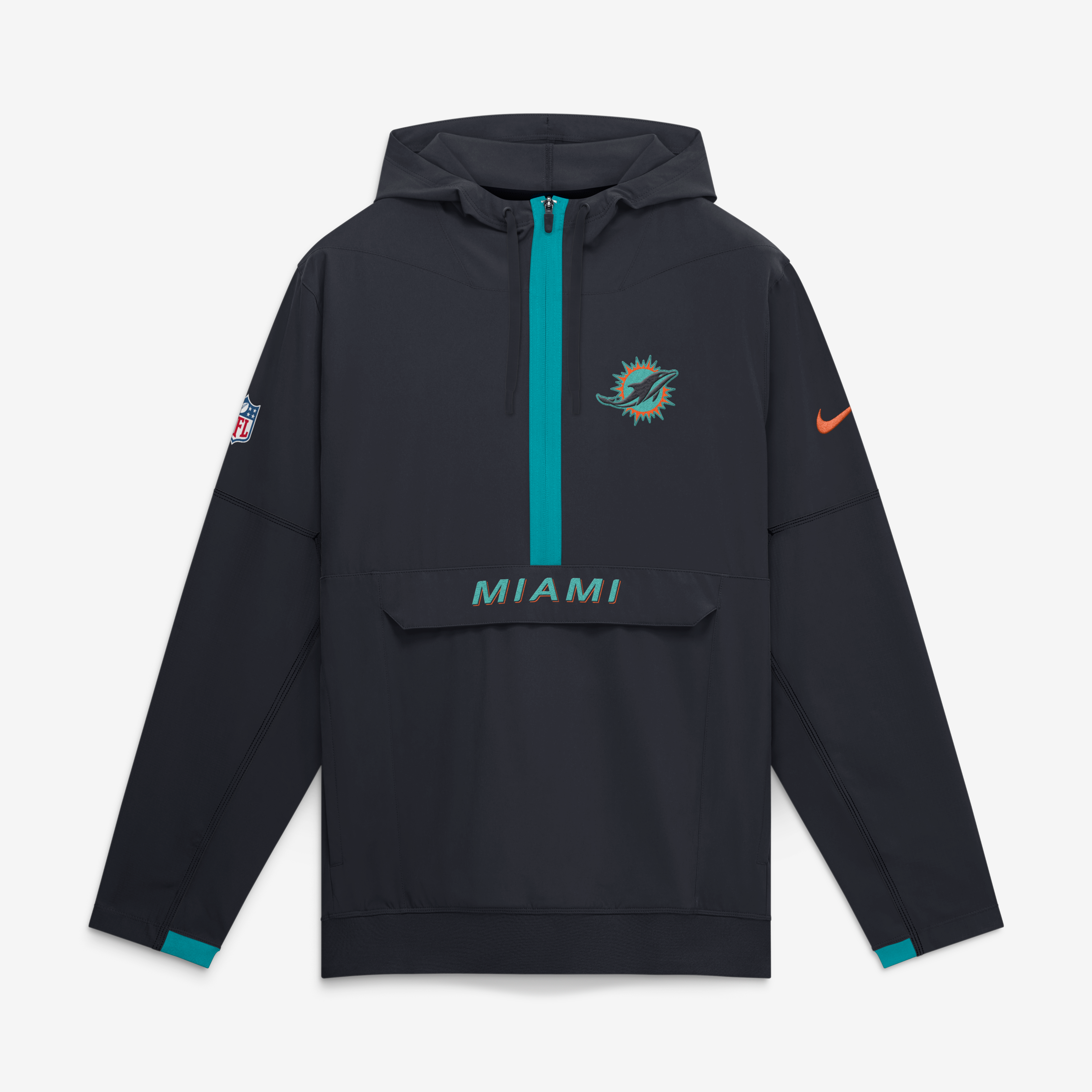 Men's Nike Navy Miami Dolphins Rivalries Collection Sideline Anorak Half-Zip Jacket