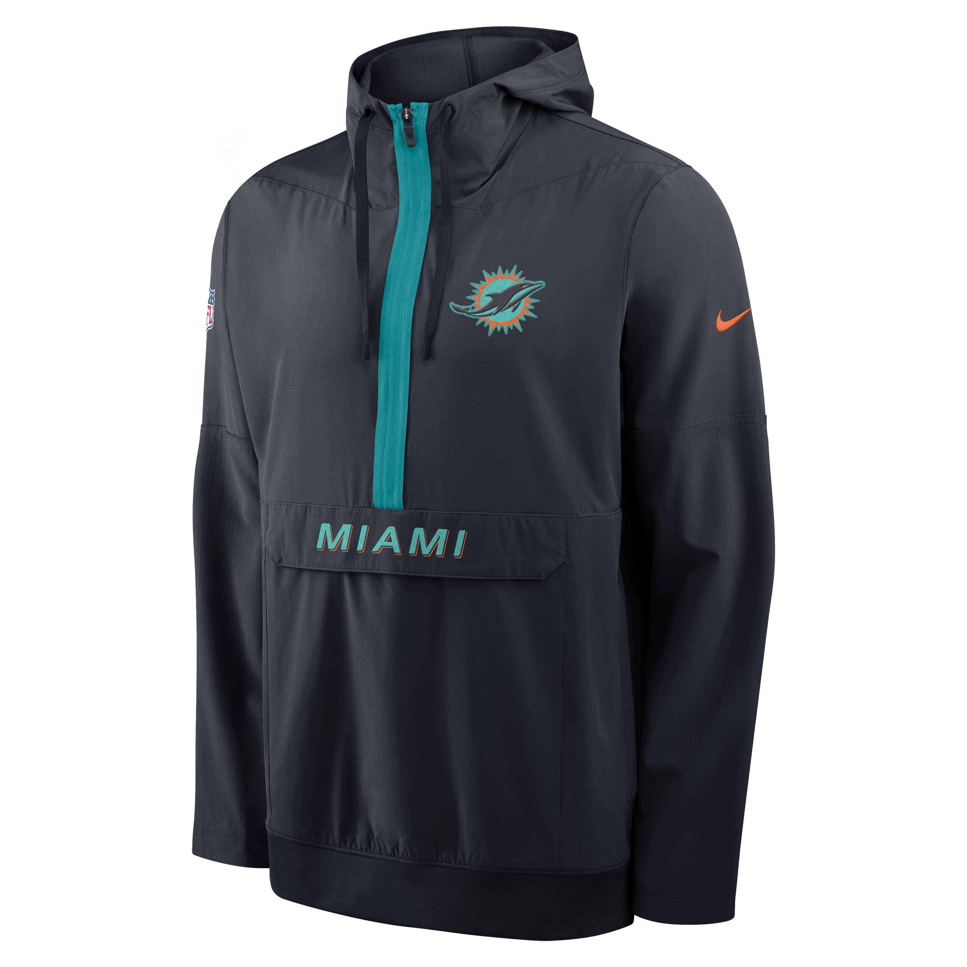 Men's Nike Navy Miami Dolphins Rivalries Collection Sideline Anorak Half-Zip Jacket