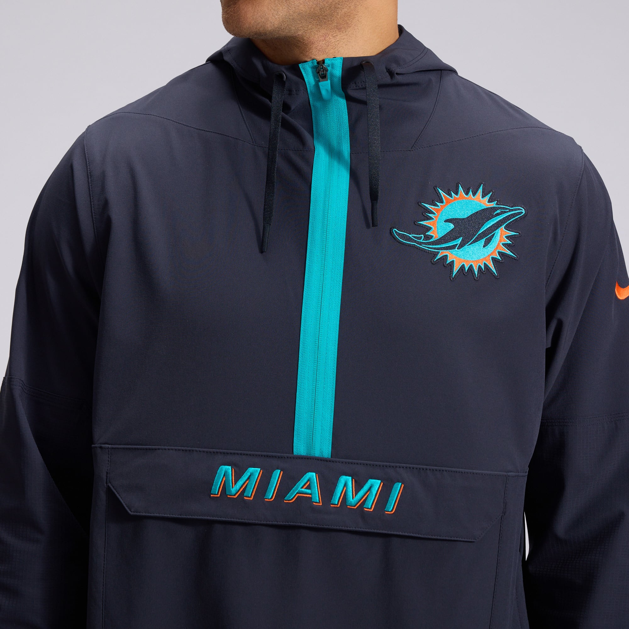 Men's Nike  Navy Miami Dolphins Rivalries Collection Sideline Anorak Half-Zip Jacket