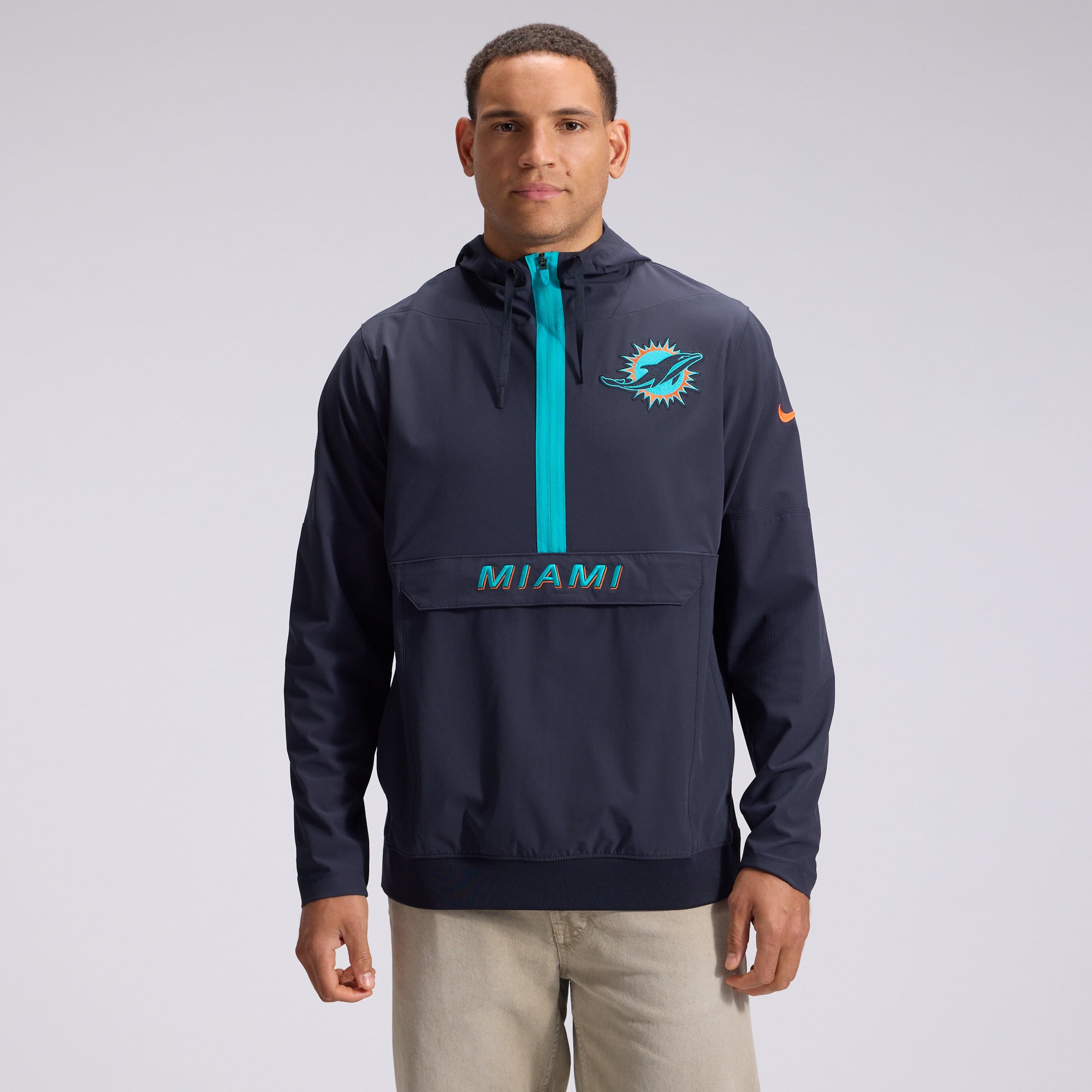 Men's Nike  Navy Miami Dolphins Rivalries Collection Sideline Anorak Half-Zip Jacket
