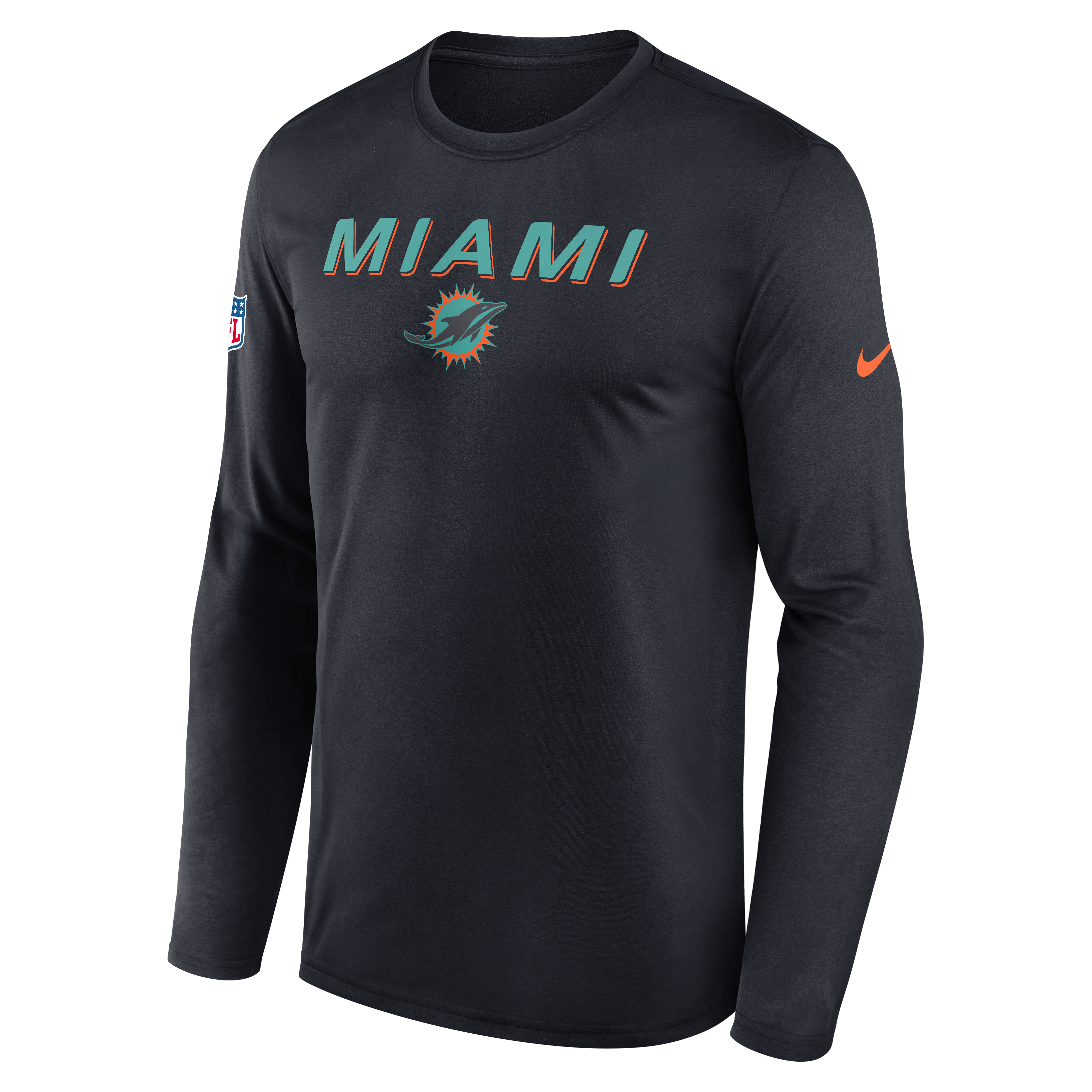 Men's Nike Navy Miami Dolphins Rivalries Collection Sideline Legend Long Sleeve T-Shirt